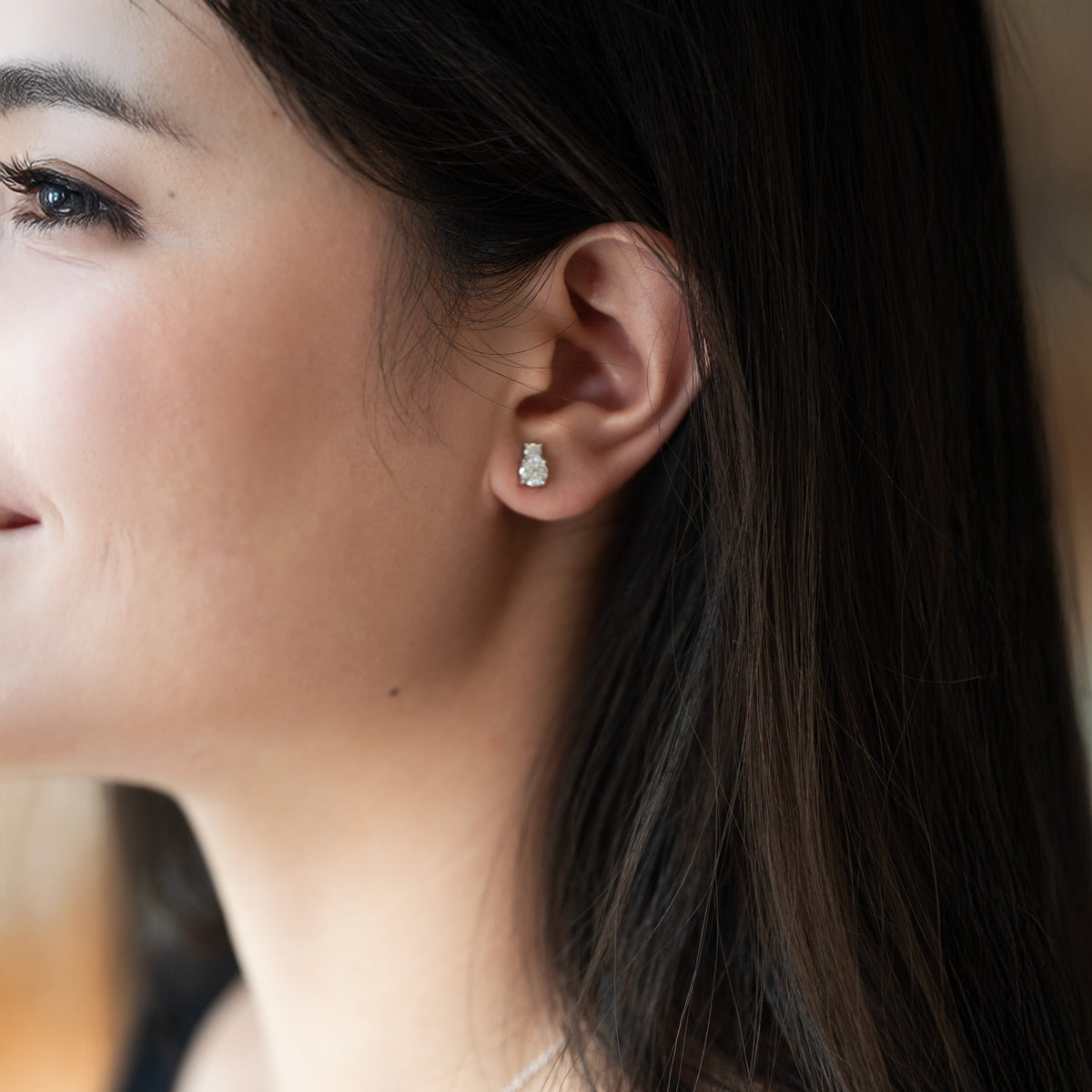 Toi et Moi Moissanite Diamond Studs Earrings White gold