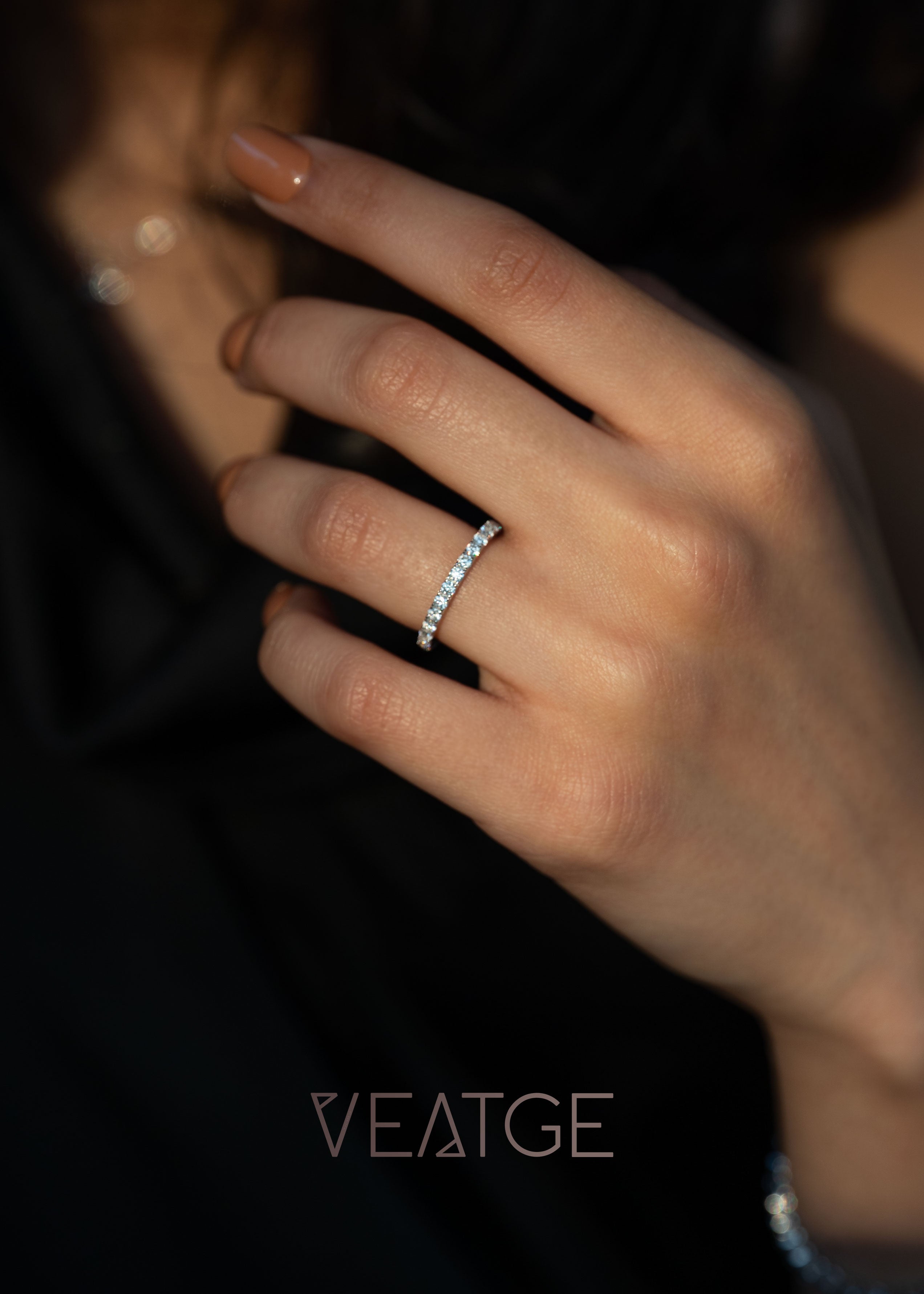 Moissanite Wedding Band Full Eternity 2mm, Sterling Silver Anti Tarnish Moissanite Diamond Wedding Rings for Women, Anniversary Gifts for wife