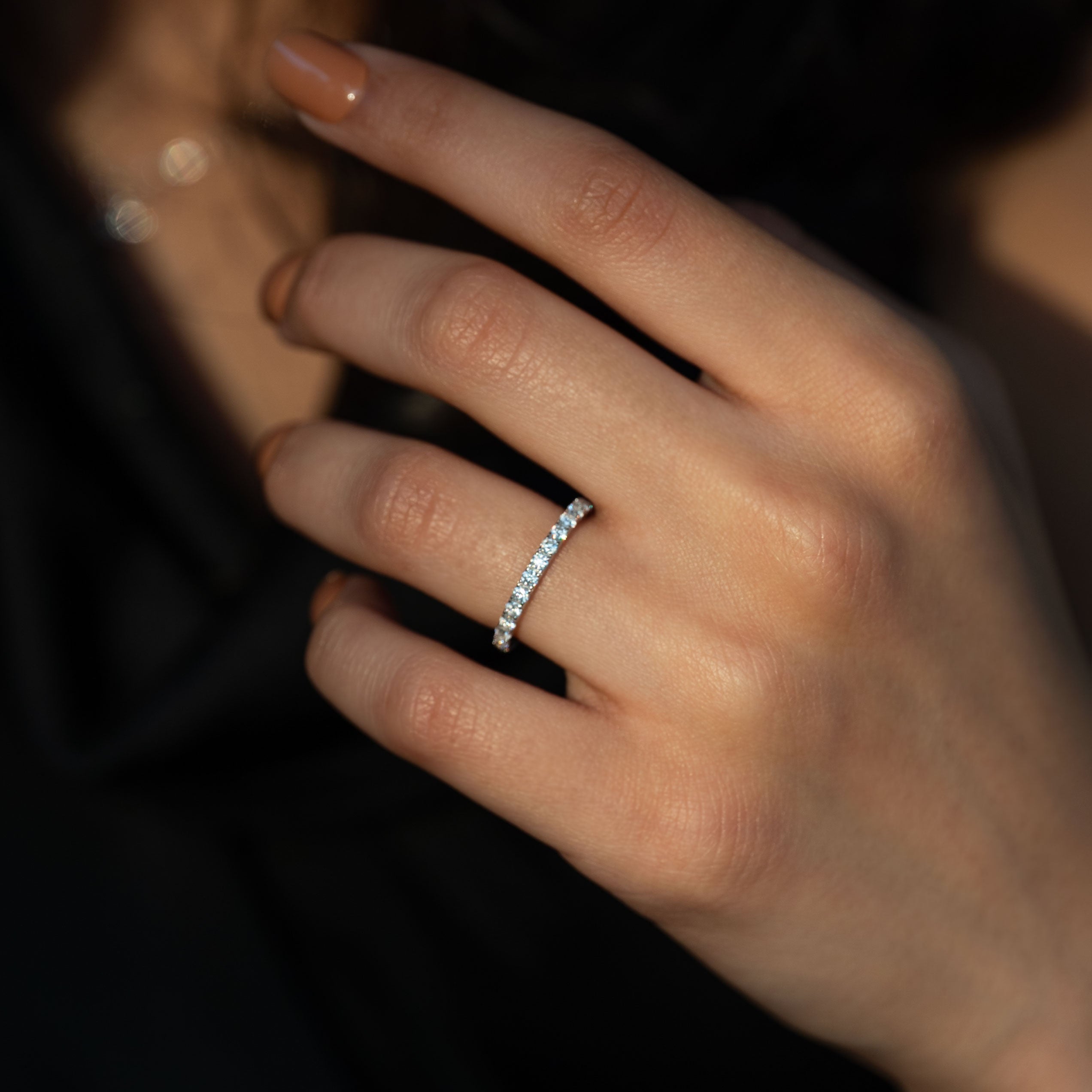 Moissanite Wedding Band Full Eternity 2mm, Sterling Silver Anti Tarnish Moissanite Diamond Wedding Rings for Women, Anniversary Gifts for wife