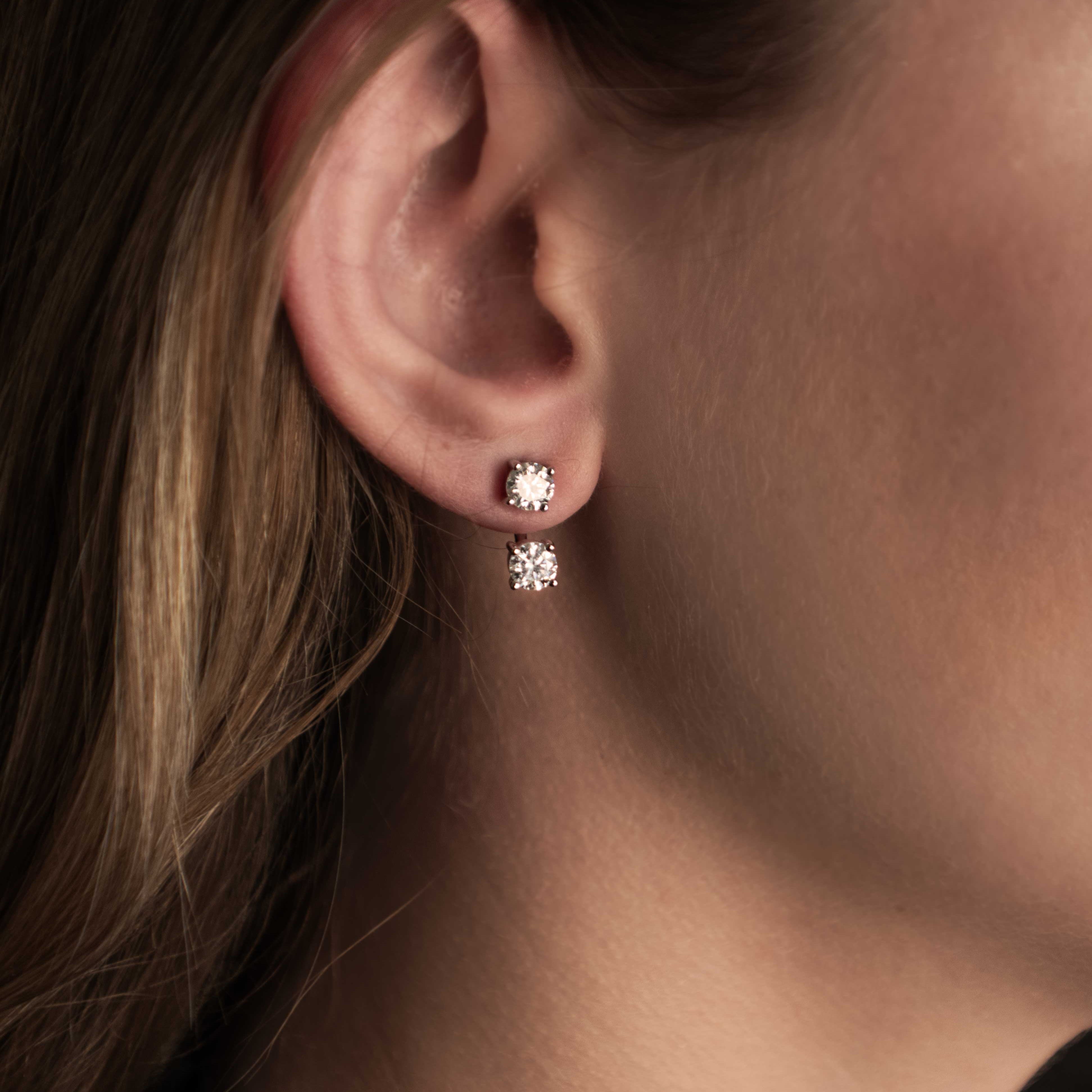 Moissanite Jacket Statement Stud Earrings