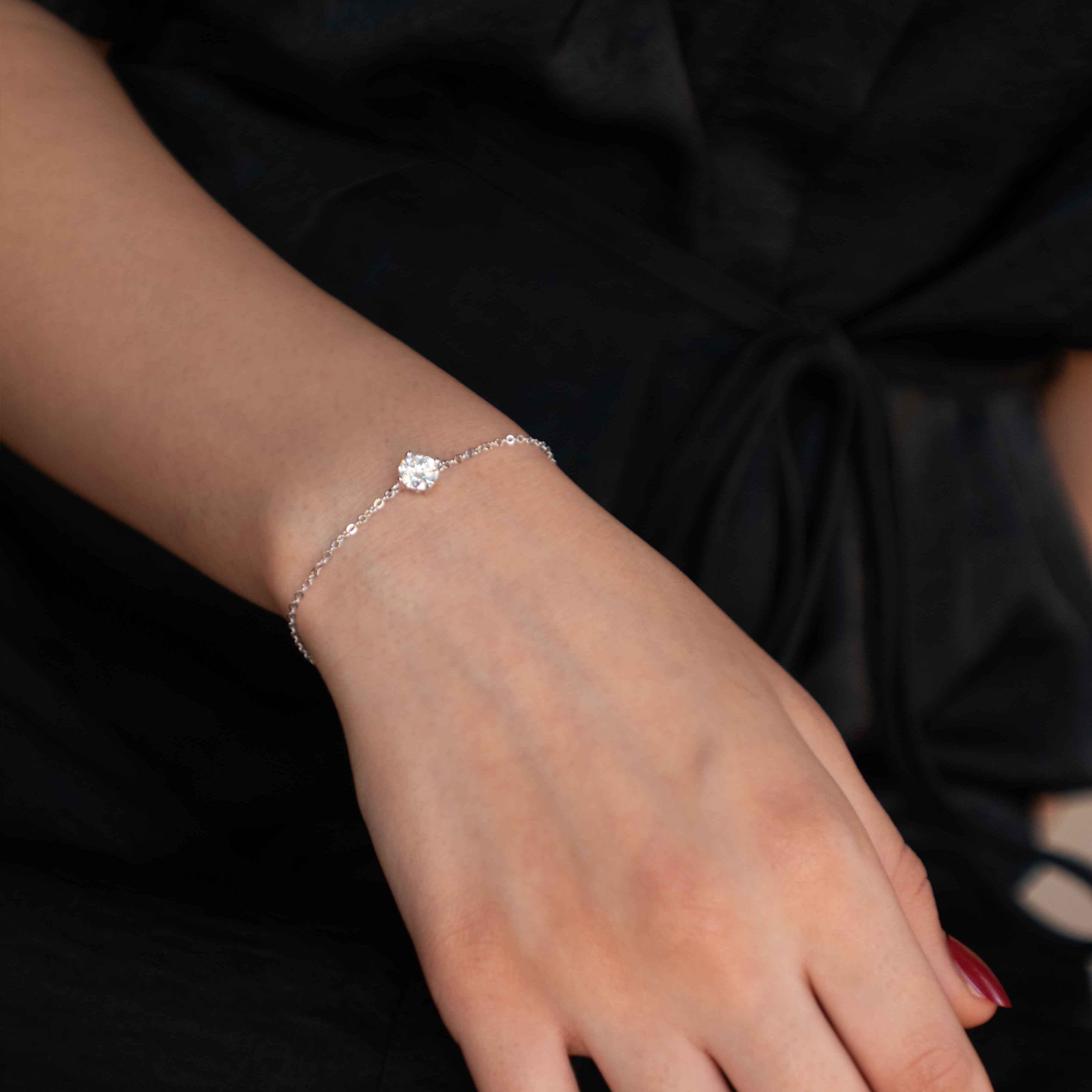 1ct Moissanite diamond Bracelet for women, birthday gift, anniversary gift for wife, minimalist dainty diamond bracelet in sterling silver