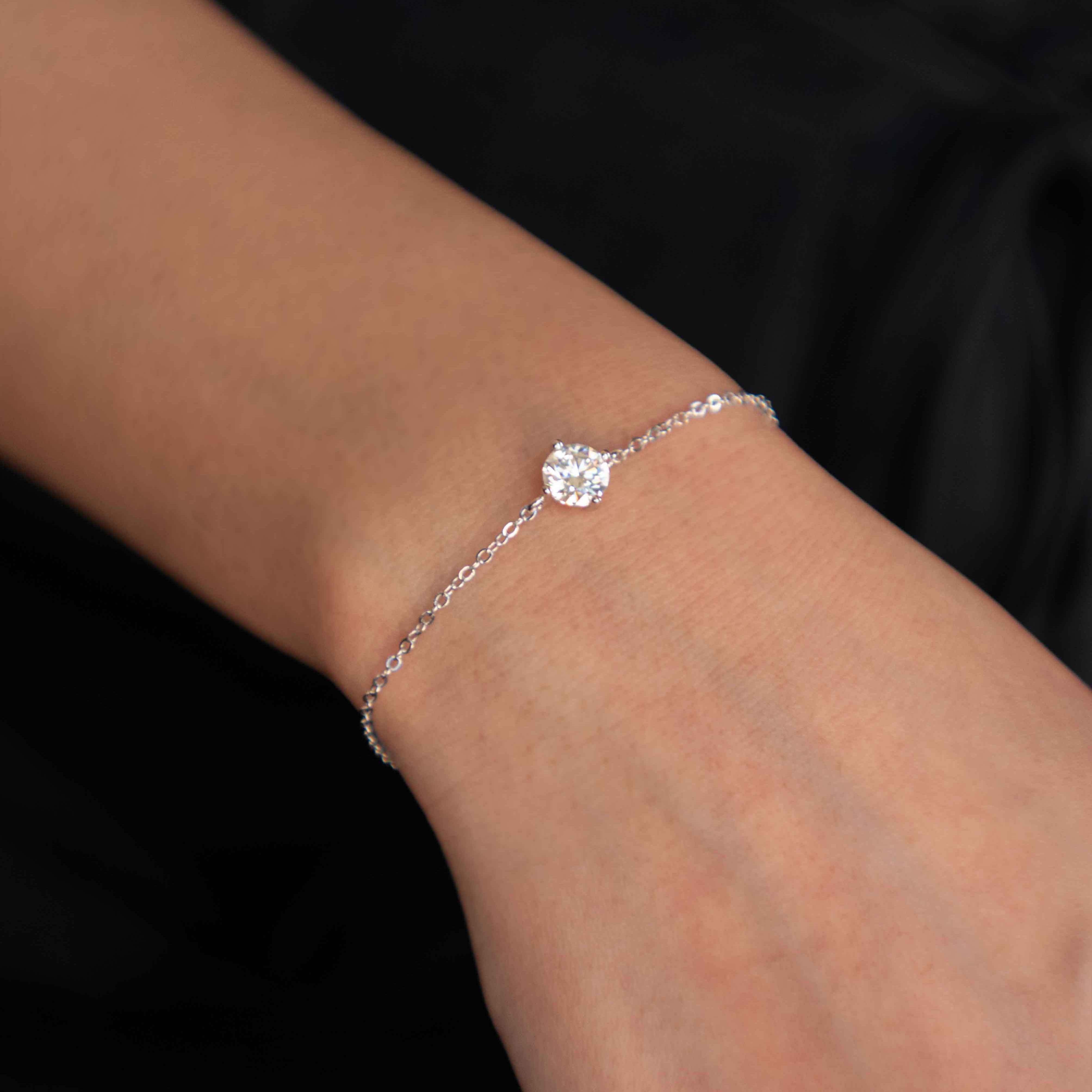 1ct Moissanite diamond Bracelet for women, birthday gift, anniversary gift for wife, minimalist dainty diamond bracelet in sterling silver