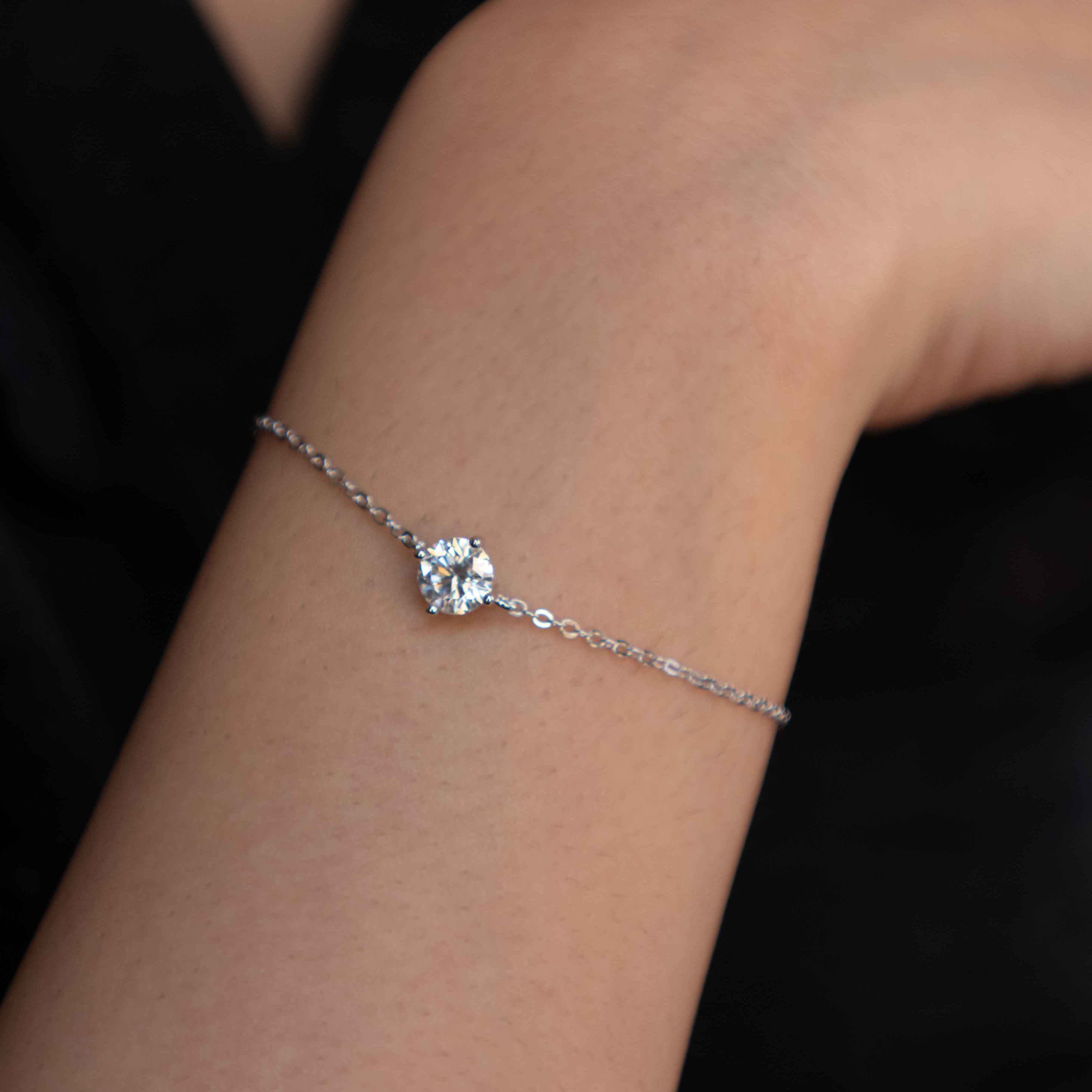 1ct Moissanite diamond Bracelet for women, birthday gift, anniversary gift for wife, minimalist dainty diamond bracelet in sterling silver
