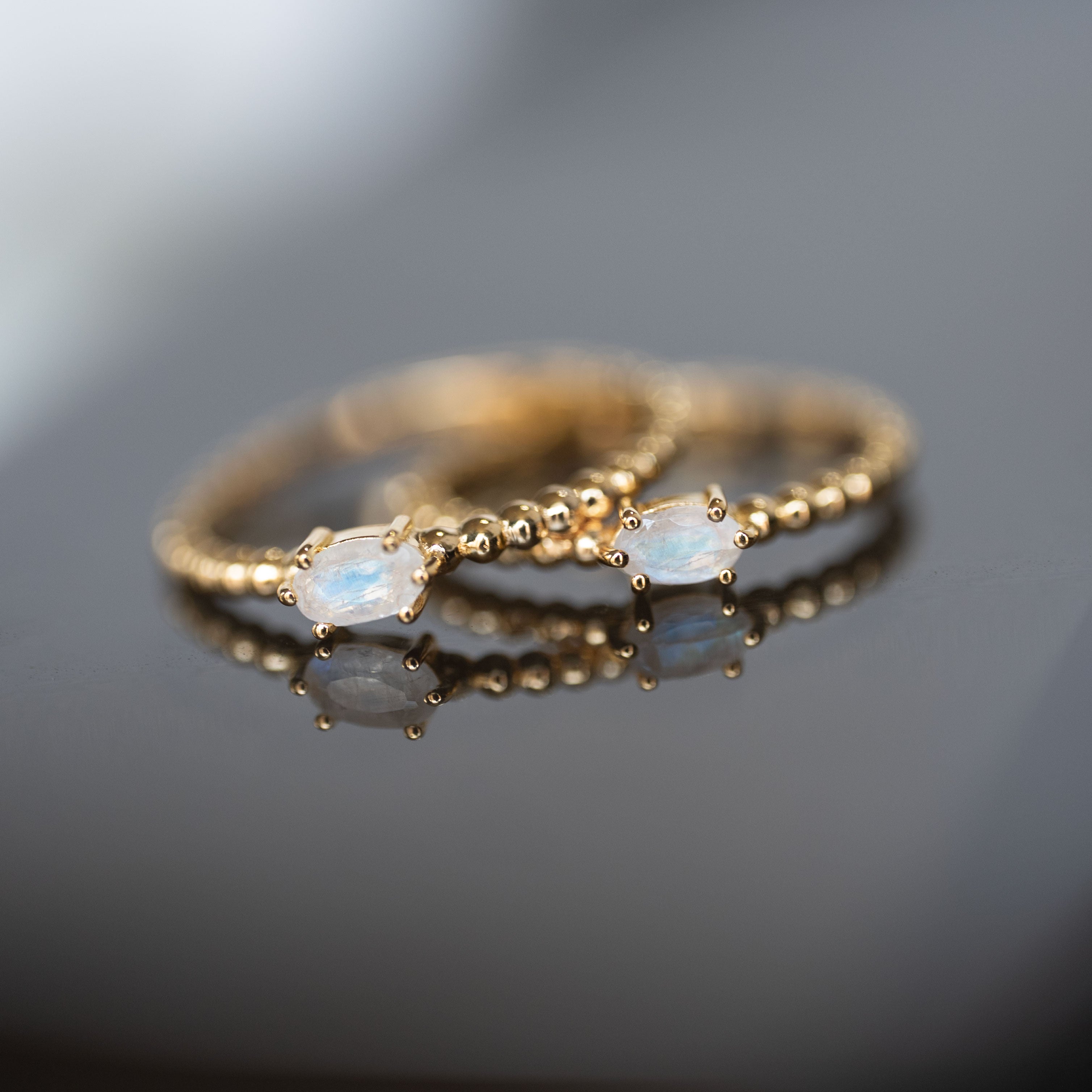 June Birthstone - Moonstone Beaded Ring