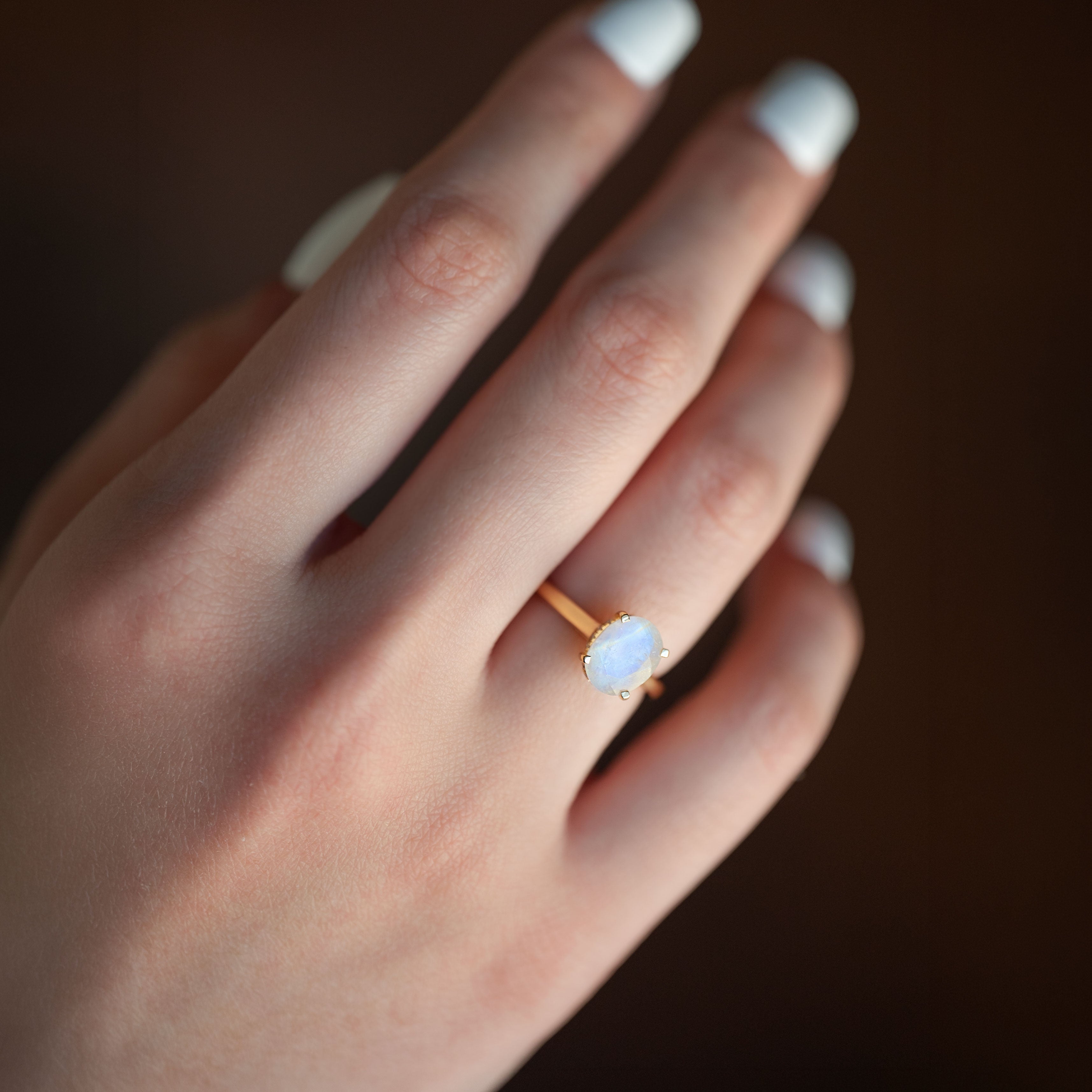 Moonstone Engagement Ring 14k Gold for Women, Moonstone Wedding Bridal Promise Rings for Women