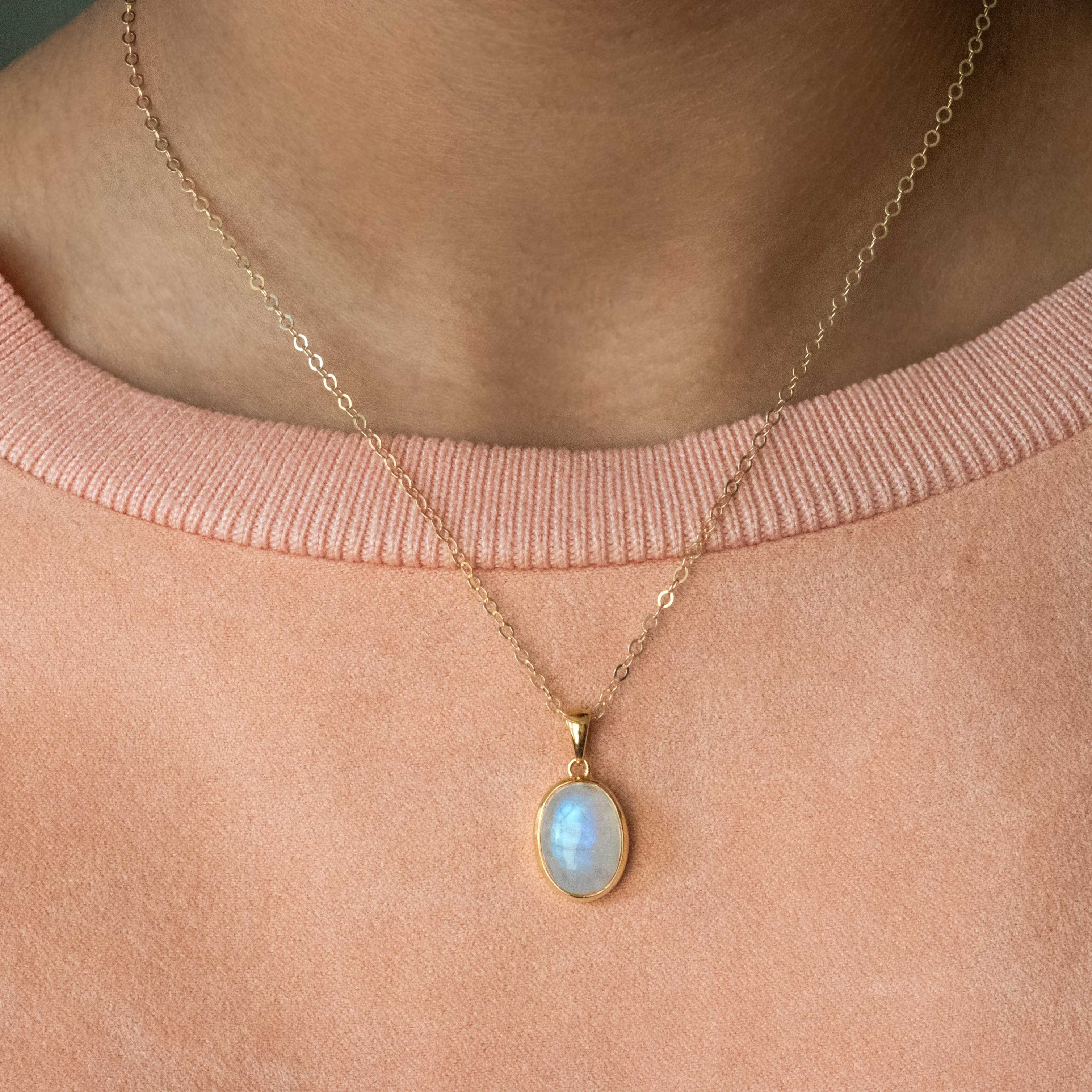 Moonstone-Necklace-Classic 14k gold filled