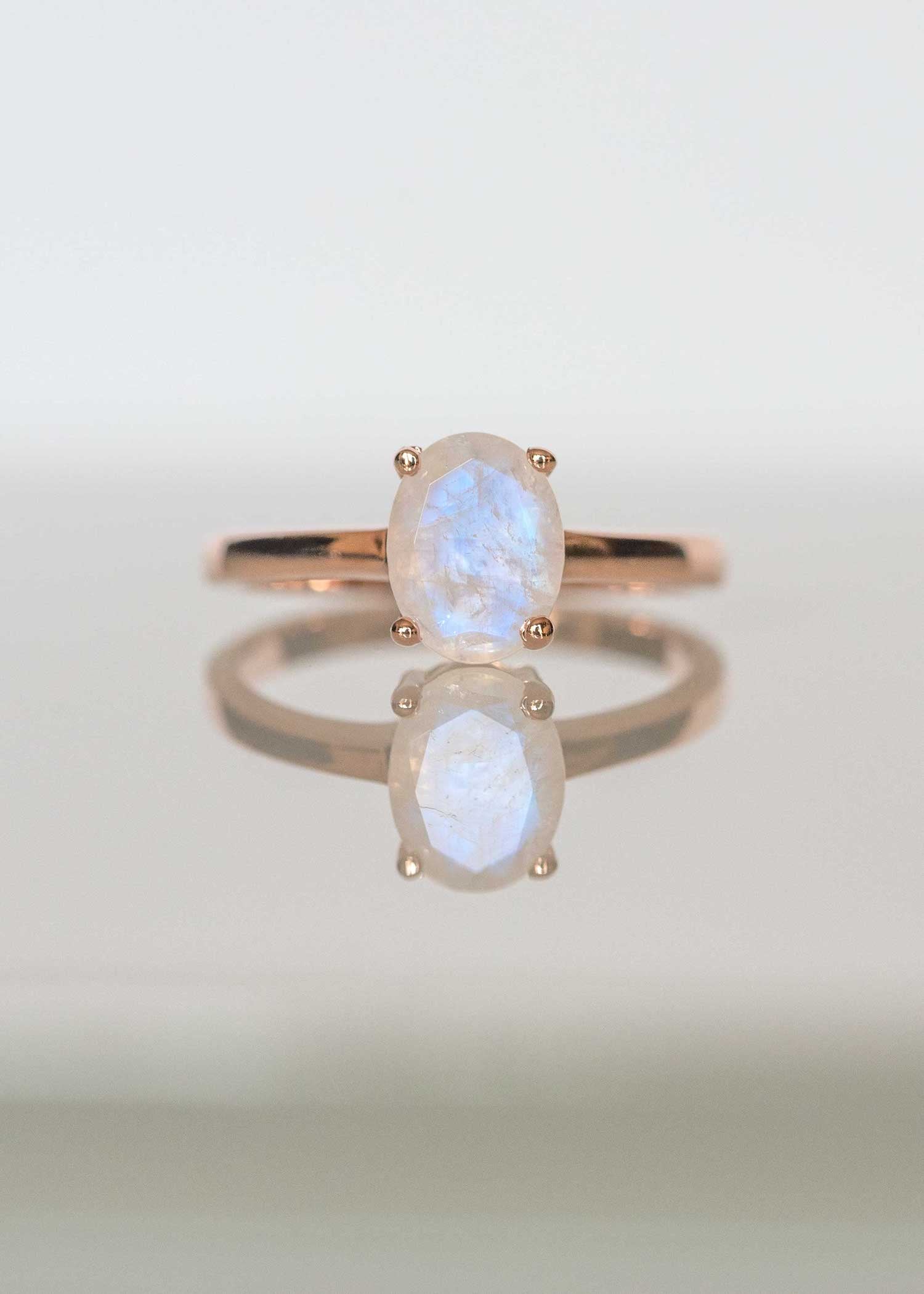 Classic Rose Gold Moonstone Ring