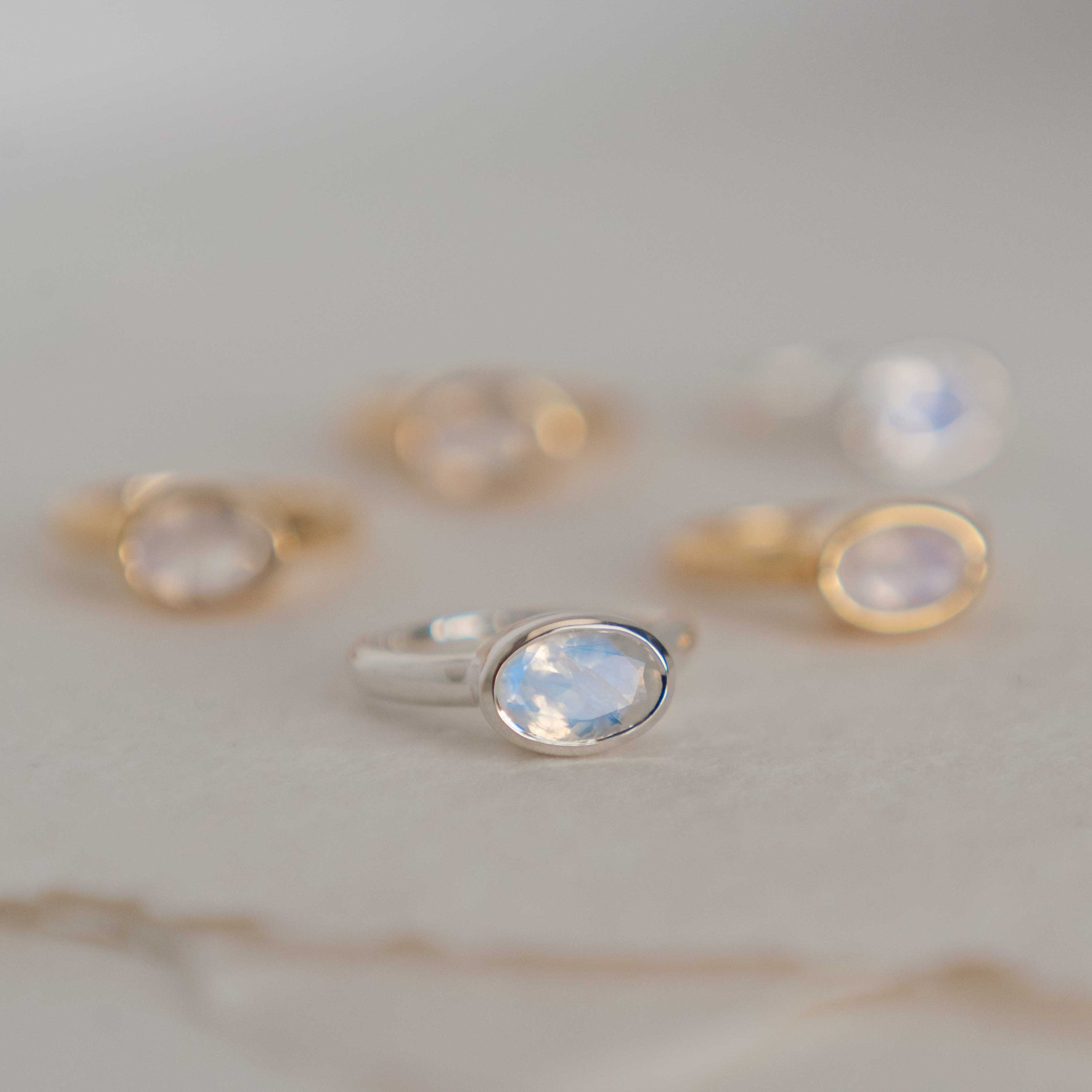 Real Moonstone Ring Gold and silver, Bold Statement gemstone ring.