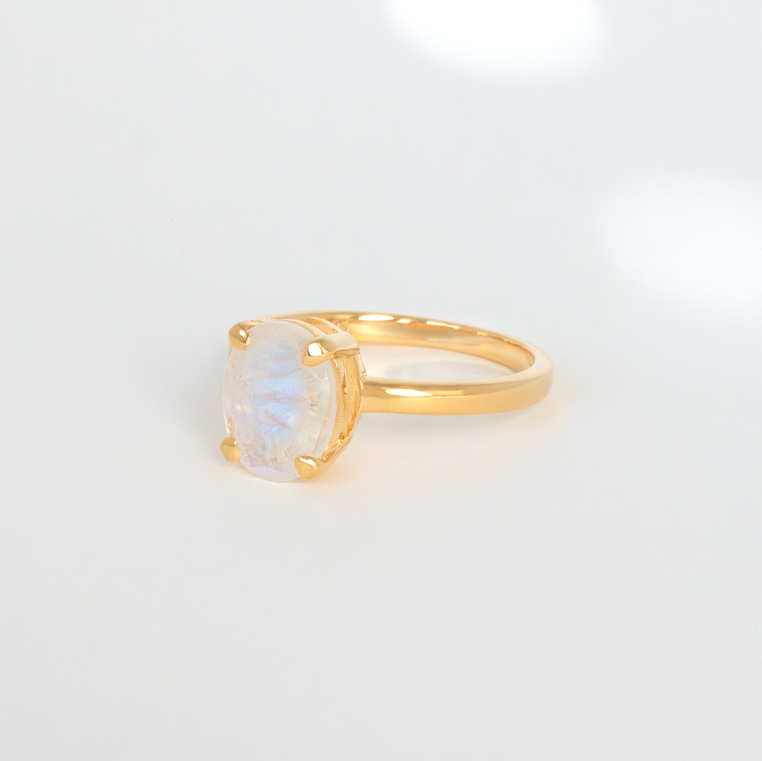 Large Moonstone Ring 14k Gold Vermeil, Oval Natural Gemstone Engagement Ring for Women, Promise Ring, Proposal Ring for New Beginnings