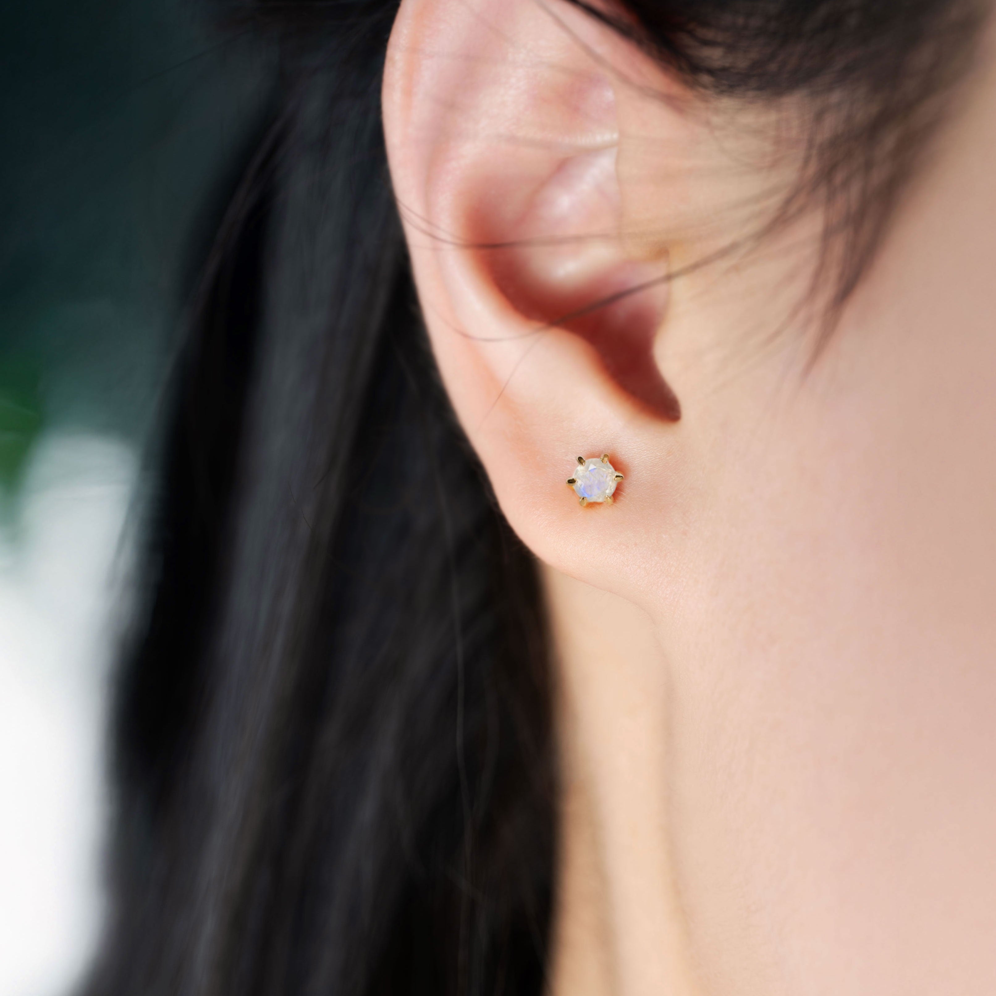 Aquamarine Stud Earrings Dainty Small Minimalist 14k Gold, March Birthstone, Birthday Gifts for girls, second piercing studs