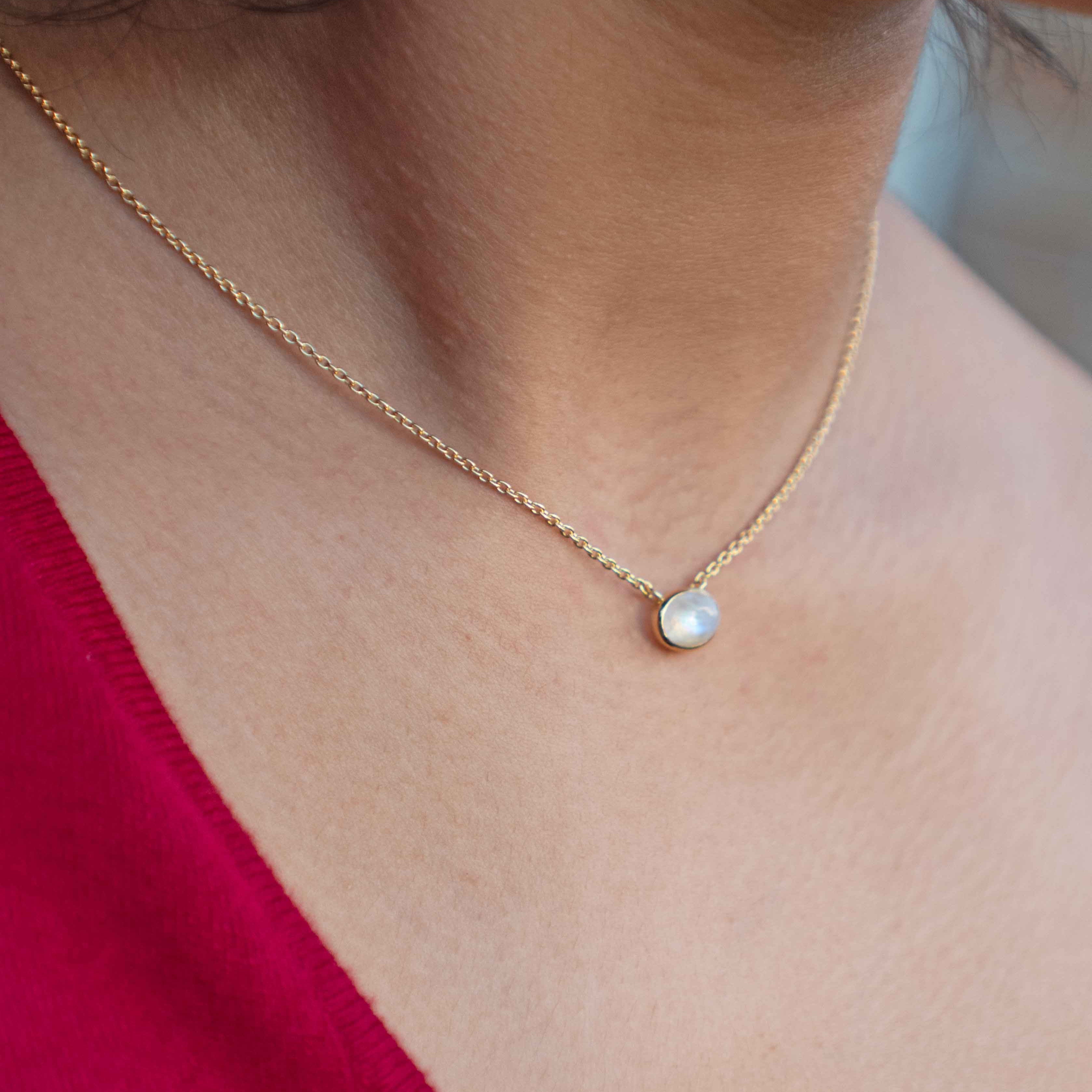 Moonstone Necklace Gold Filled, Natural Moonstone Jewelry Gift for Girls, Necklace for Women