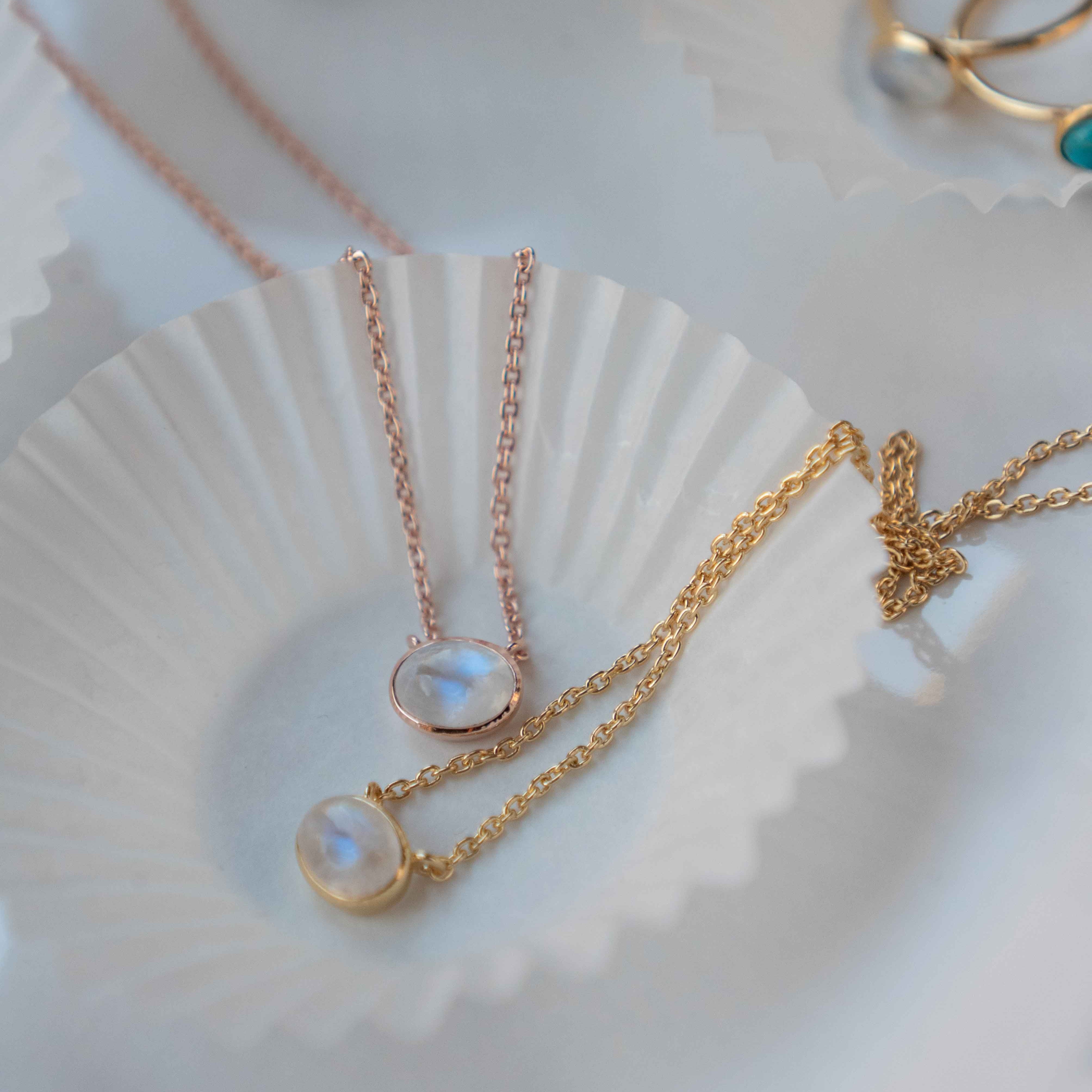 Dainty Moonstone Necklace Rose Gold, Genuine Natural Gemstone Real Rainbow flashy Moonstone Necklace, June Birthstone Gifts for Girls, Teen Daughter Birthday Gifts
