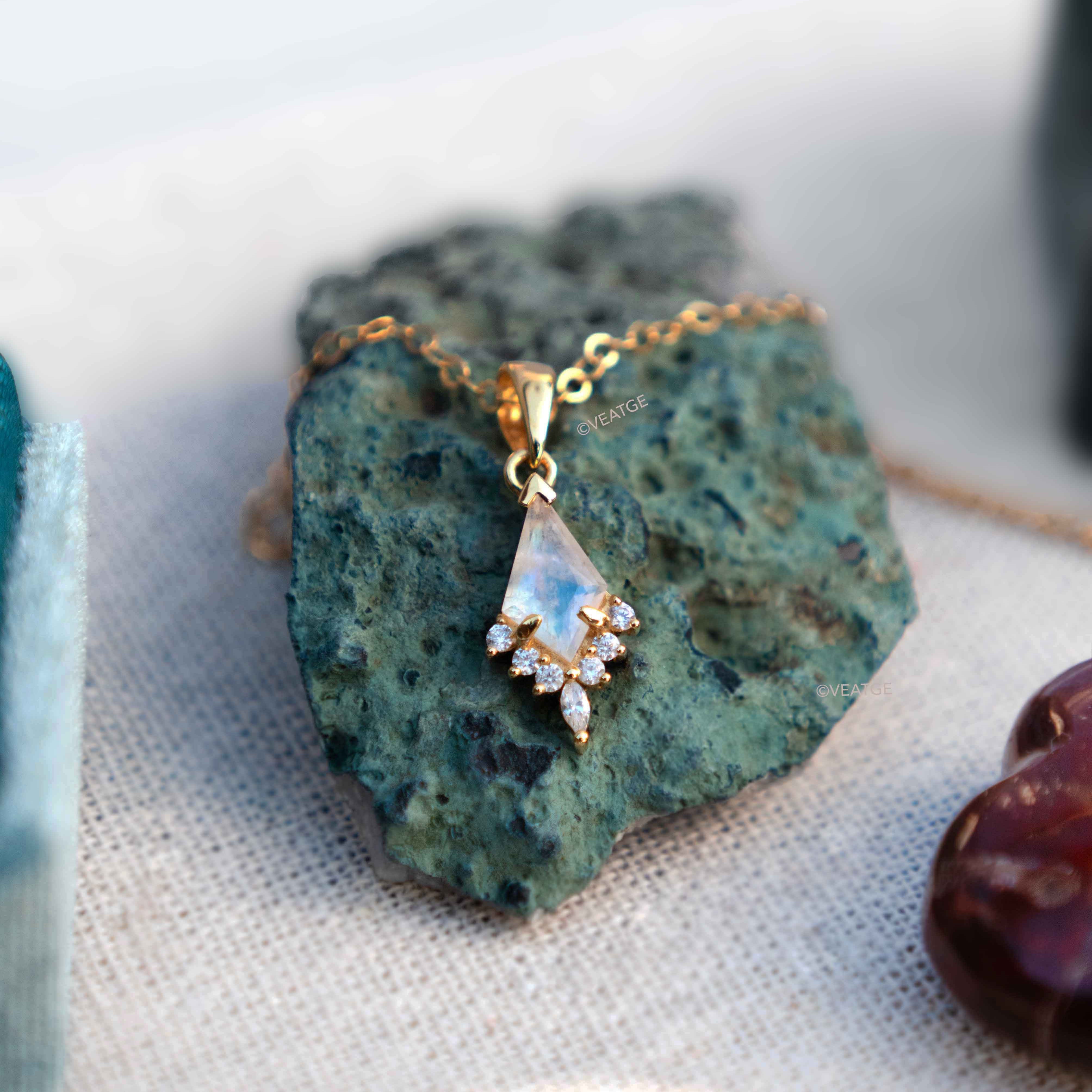 Moonstone Kite Necklace gold silver rose gold veatge zelda
