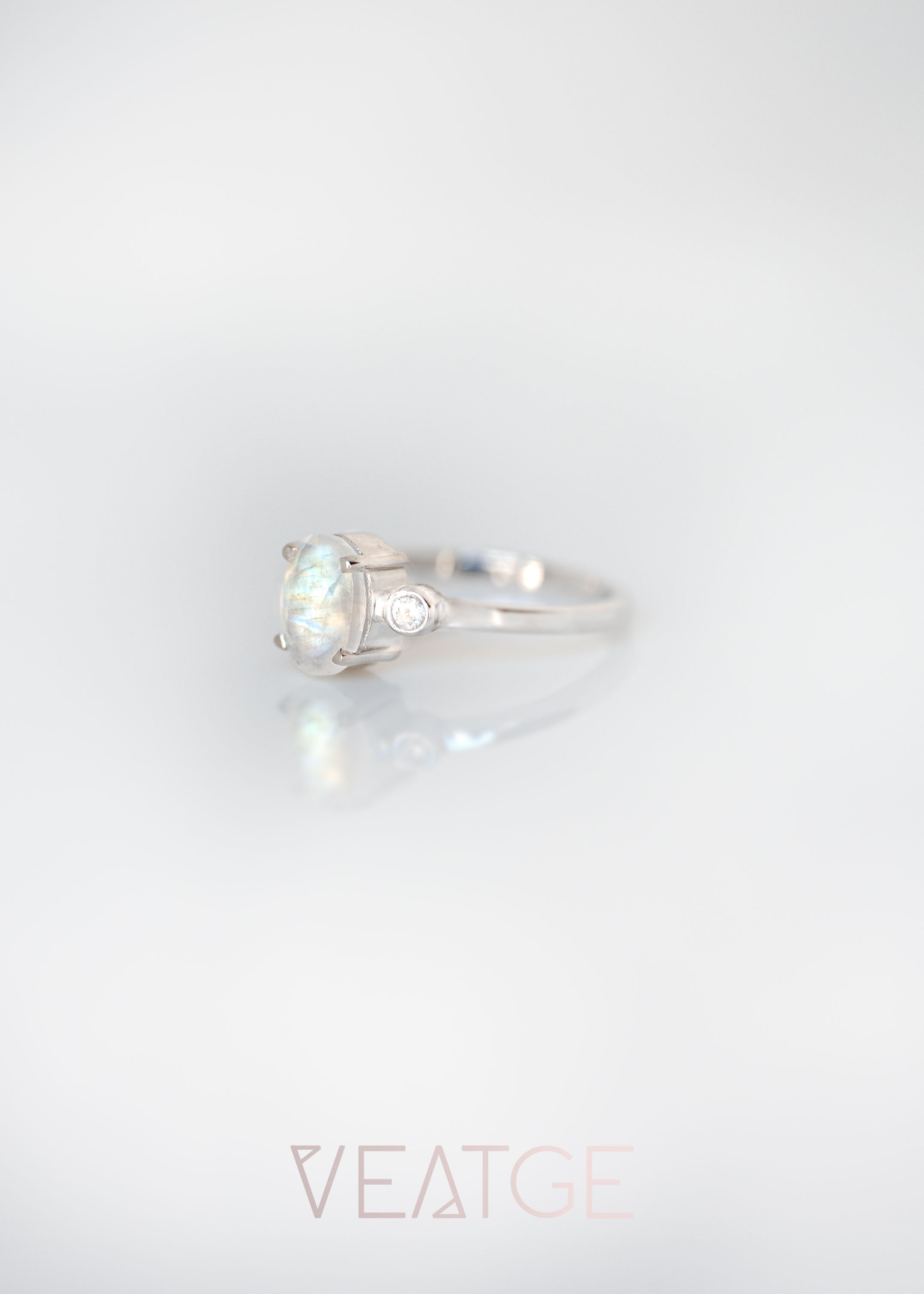 Natural Moonstone Ring Silver and 14k Gold Vermeil, Dainty Minimalist Raw Gemstone Ring, Unique Gift for Mom, Best Birthday Anniversary Graduation Gift, Engagement Promise Ring