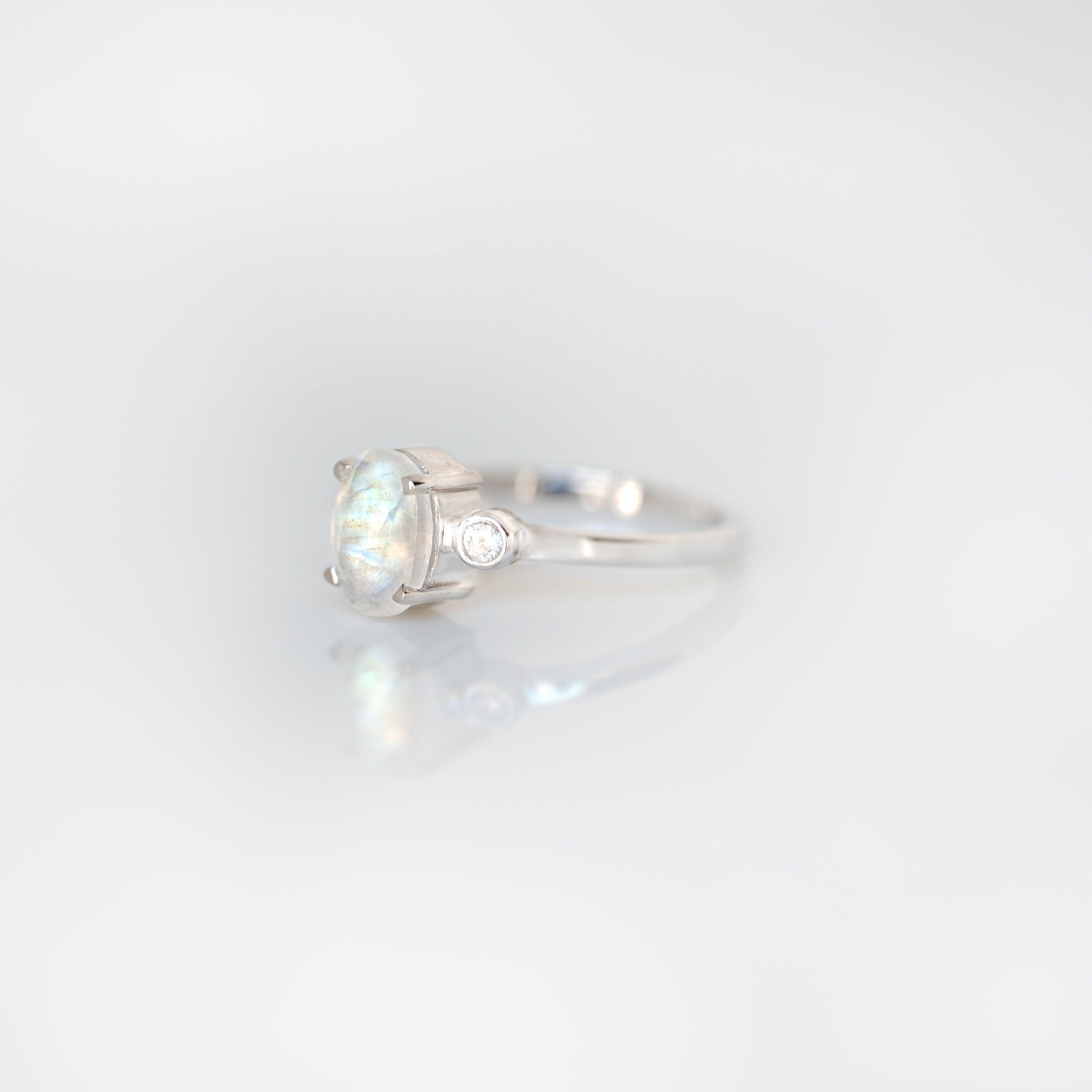Natural Moonstone Ring Silver and 14k Gold Vermeil, Dainty Minimalist Raw Gemstone Ring, Unique Gift for Mom, Best Birthday Anniversary Graduation Gift, Engagement Promise Ring