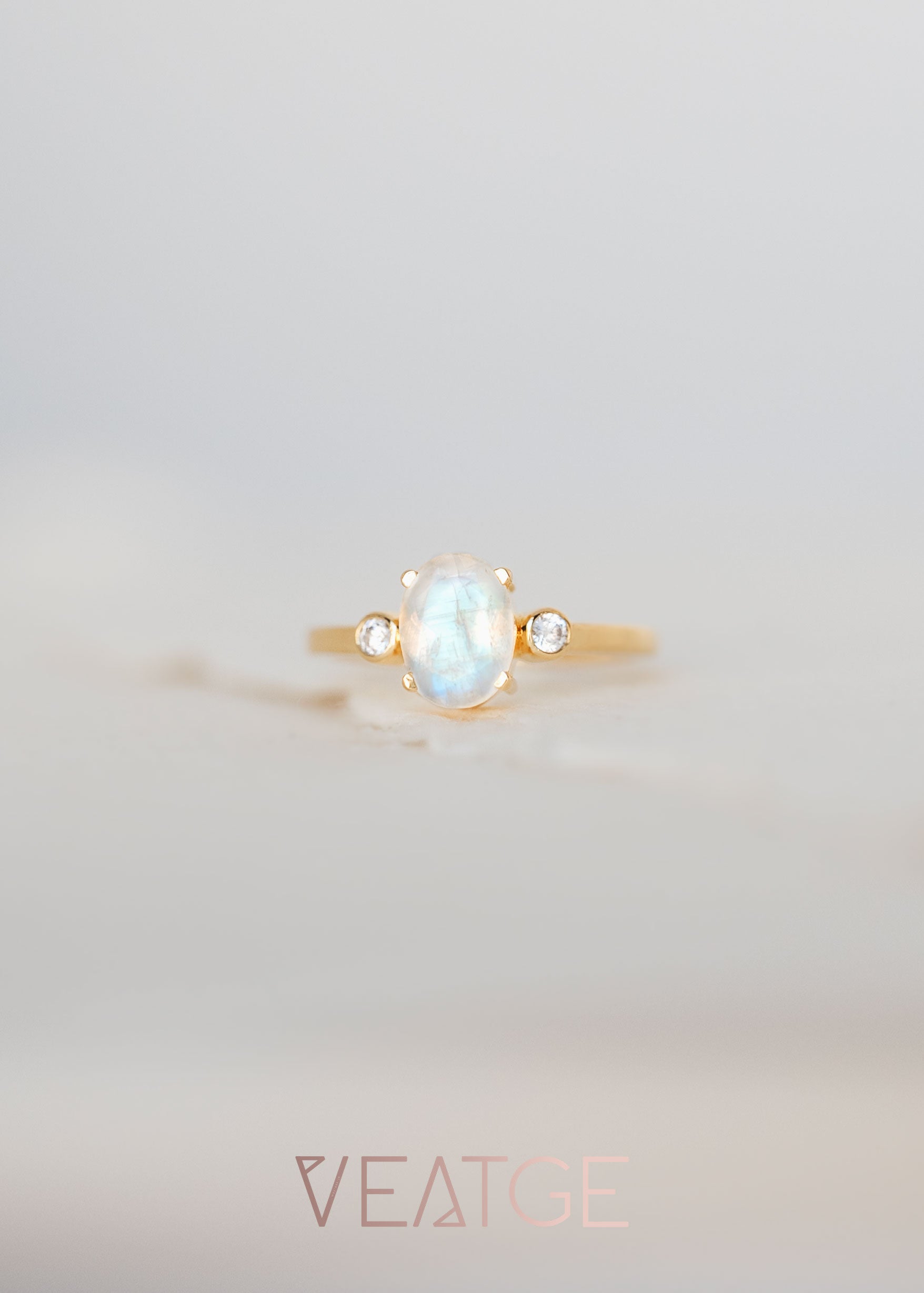 Natural Moonstone Ring Silver and 14k Gold Vermeil, Dainty Minimalist Raw Gemstone Ring, Unique Gift for Mom, Best Birthday Anniversary Graduation Gift, Engagement Promise Ring