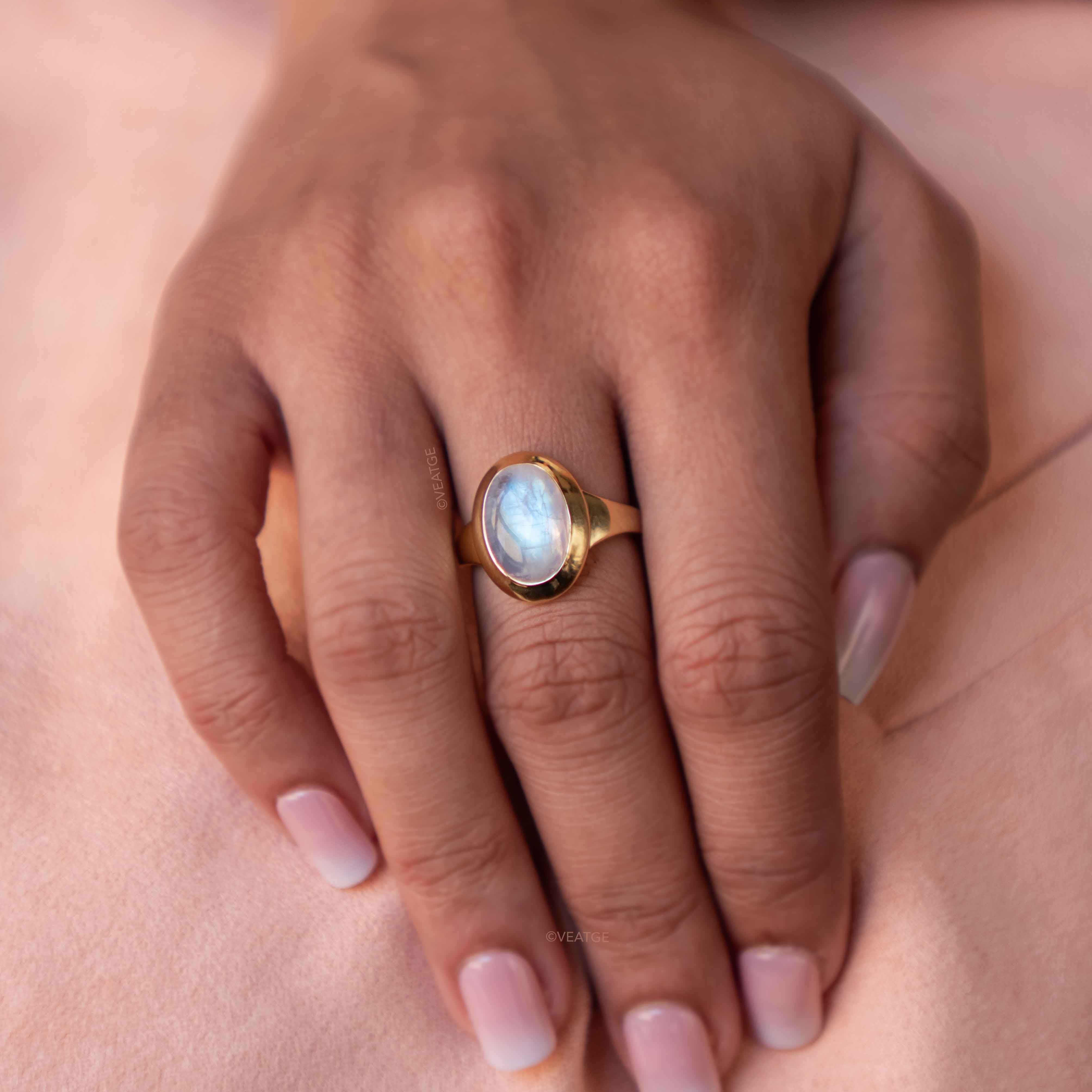 Large Moonstone Statement Ring Gold Vermeil Gifts for Women, New Mom Gift, Wedding Gift, Graduation Gift, New Beginning Gifts for Girls