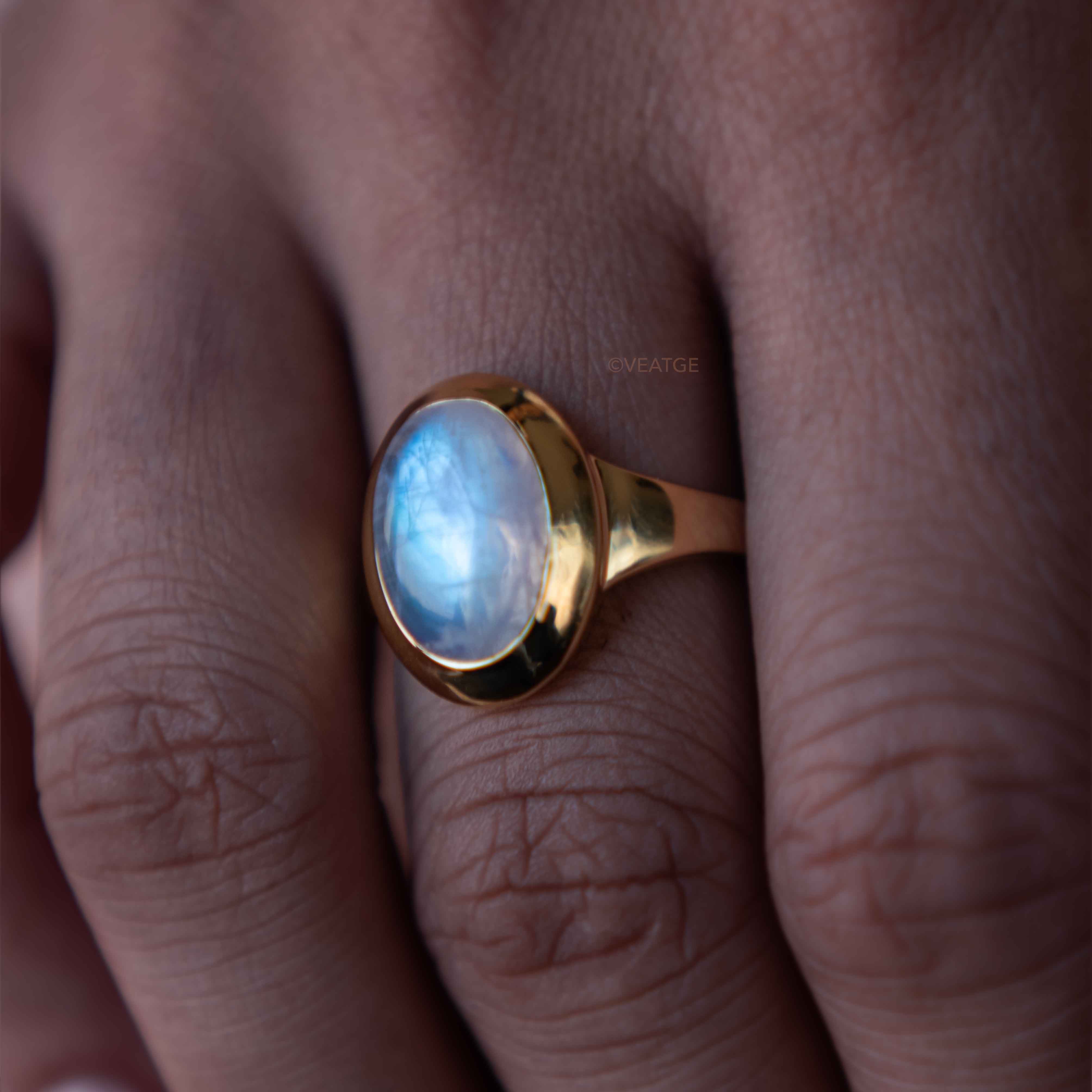 Large Moonstone Statement Ring Gold Vermeil Gifts for Women, New Mom Gift, Wedding Gift, Graduation Gift, New Beginning Gifts for Girls