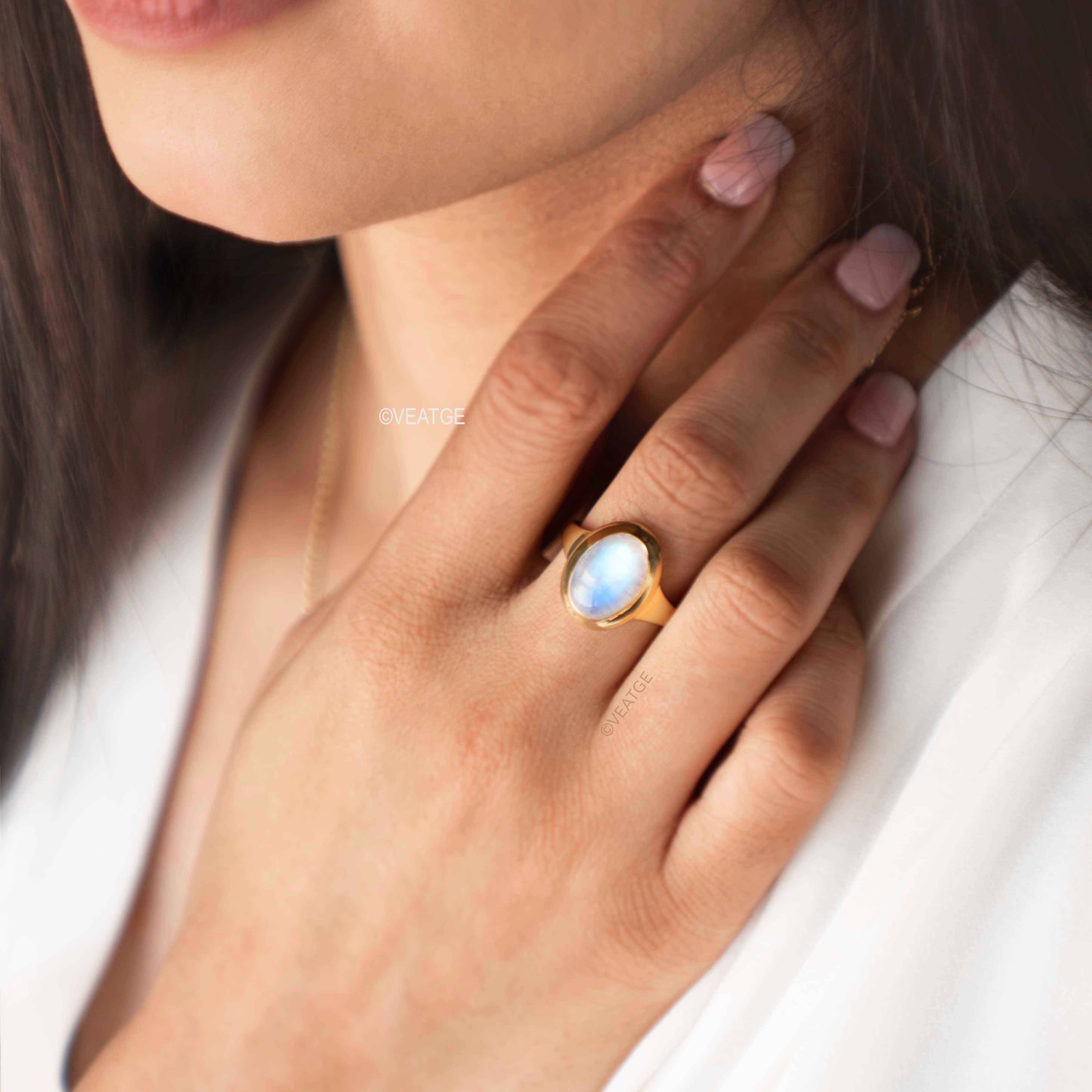 Large Moonstone Statement Ring Gold Vermeil Gifts for Women, New Mom Gift, Wedding Gift, Graduation Gift, New Beginning Gifts for Girls