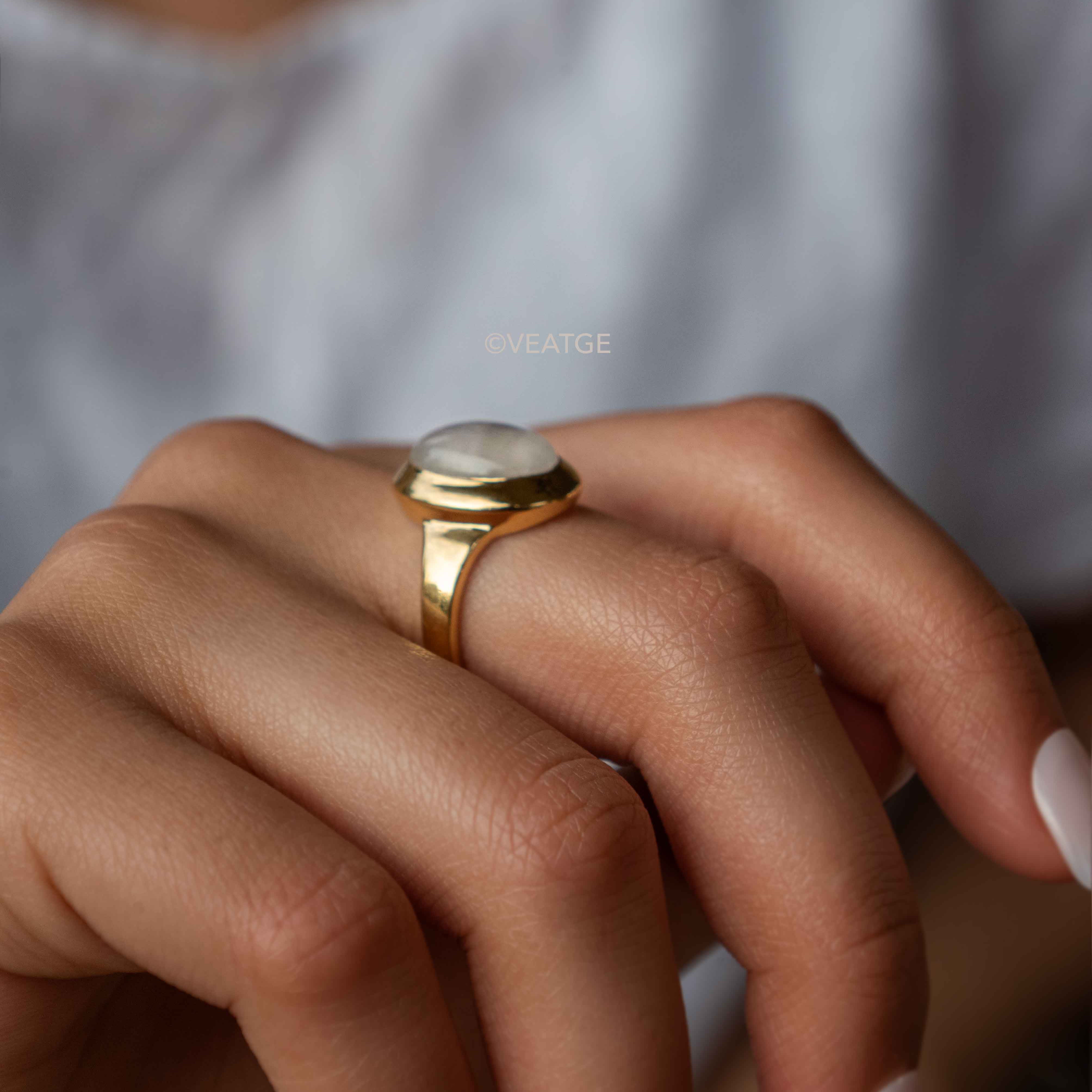 Large Moonstone Statement Ring Gold Vermeil Gifts for Women, New Mom Gift, Wedding Gift, Graduation Gift, New Beginning Gifts for Girls