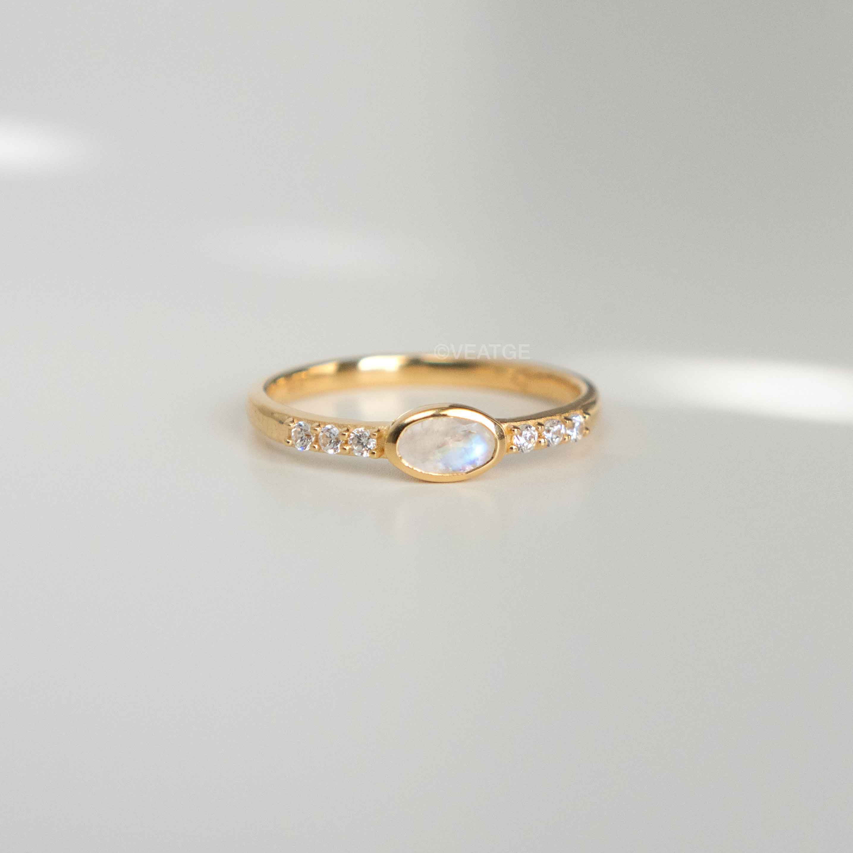 June Birthstone - Moonstone Stacking Band - Elise by Veatge
