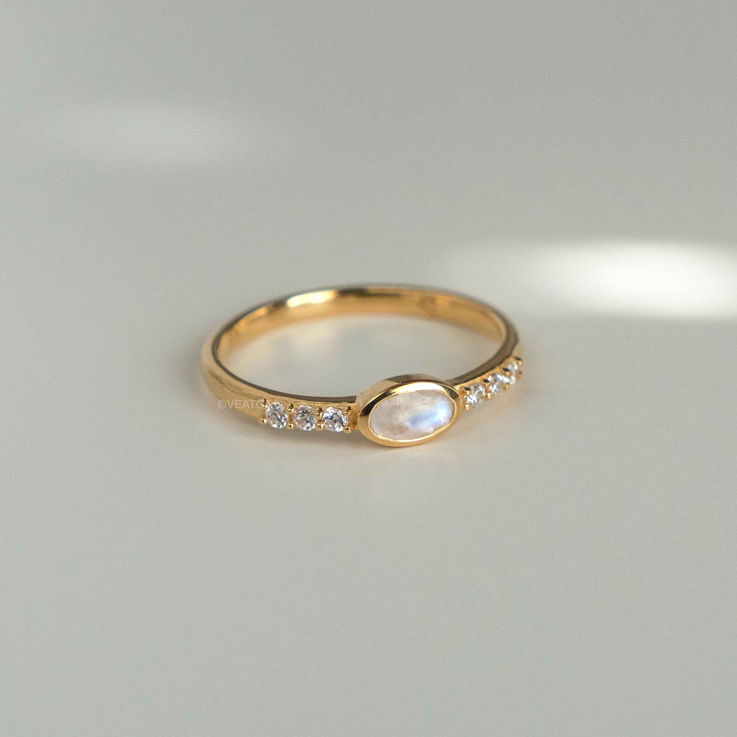 June Birthstone - Moonstone Stacking Band - Elise by Veatge