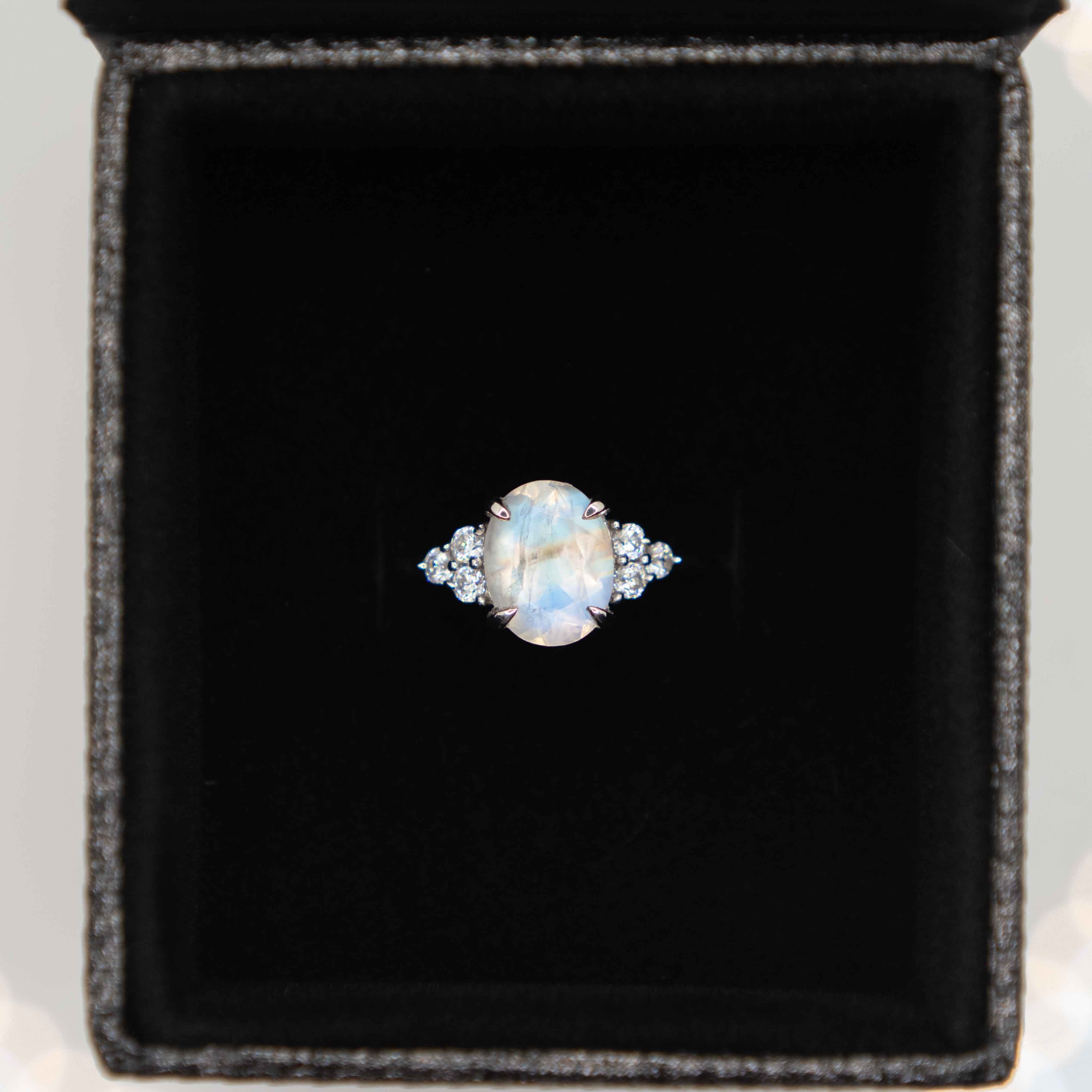 Moonstone Fleur Engagement Ring Silver