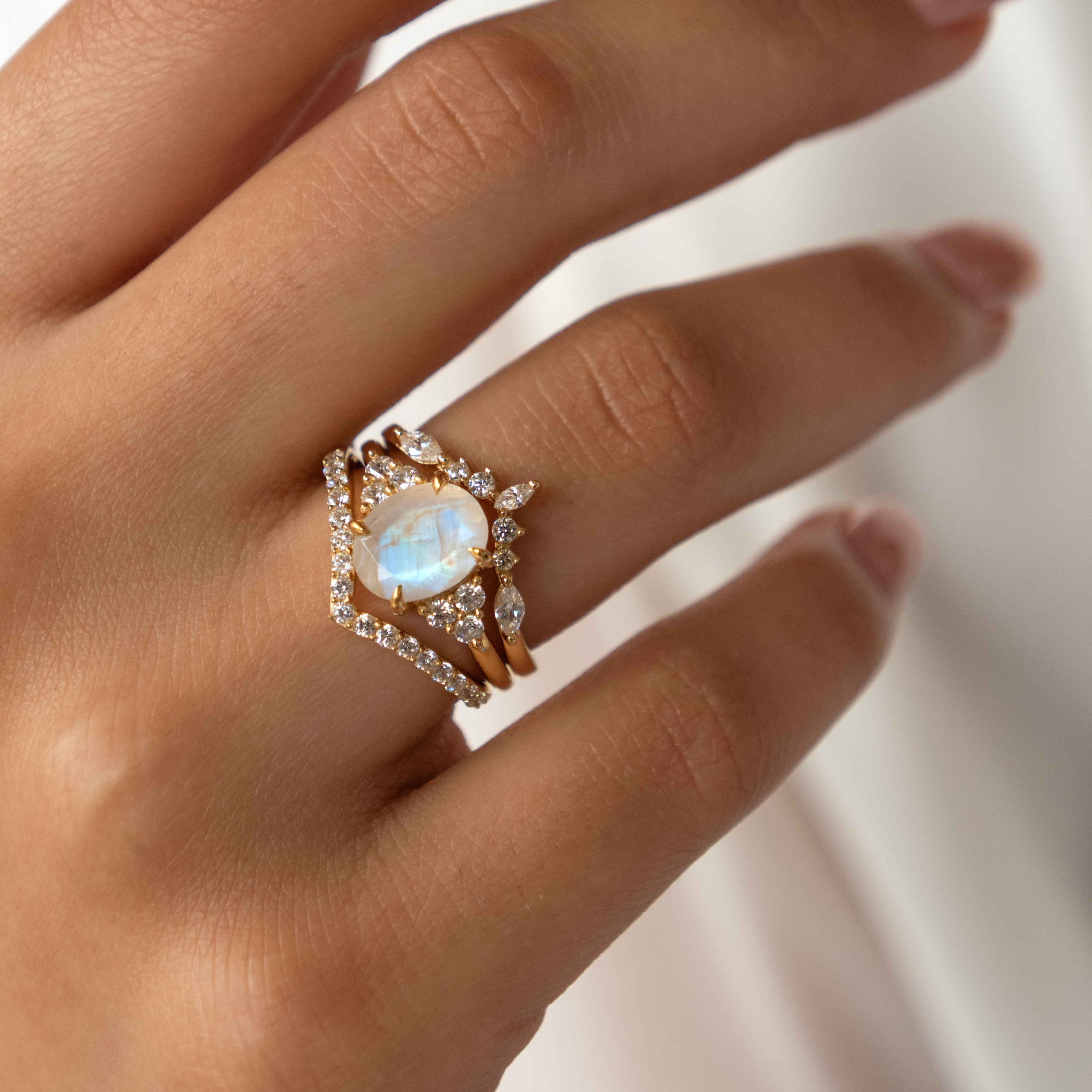Moonstone Fleur Engagement Ring gold