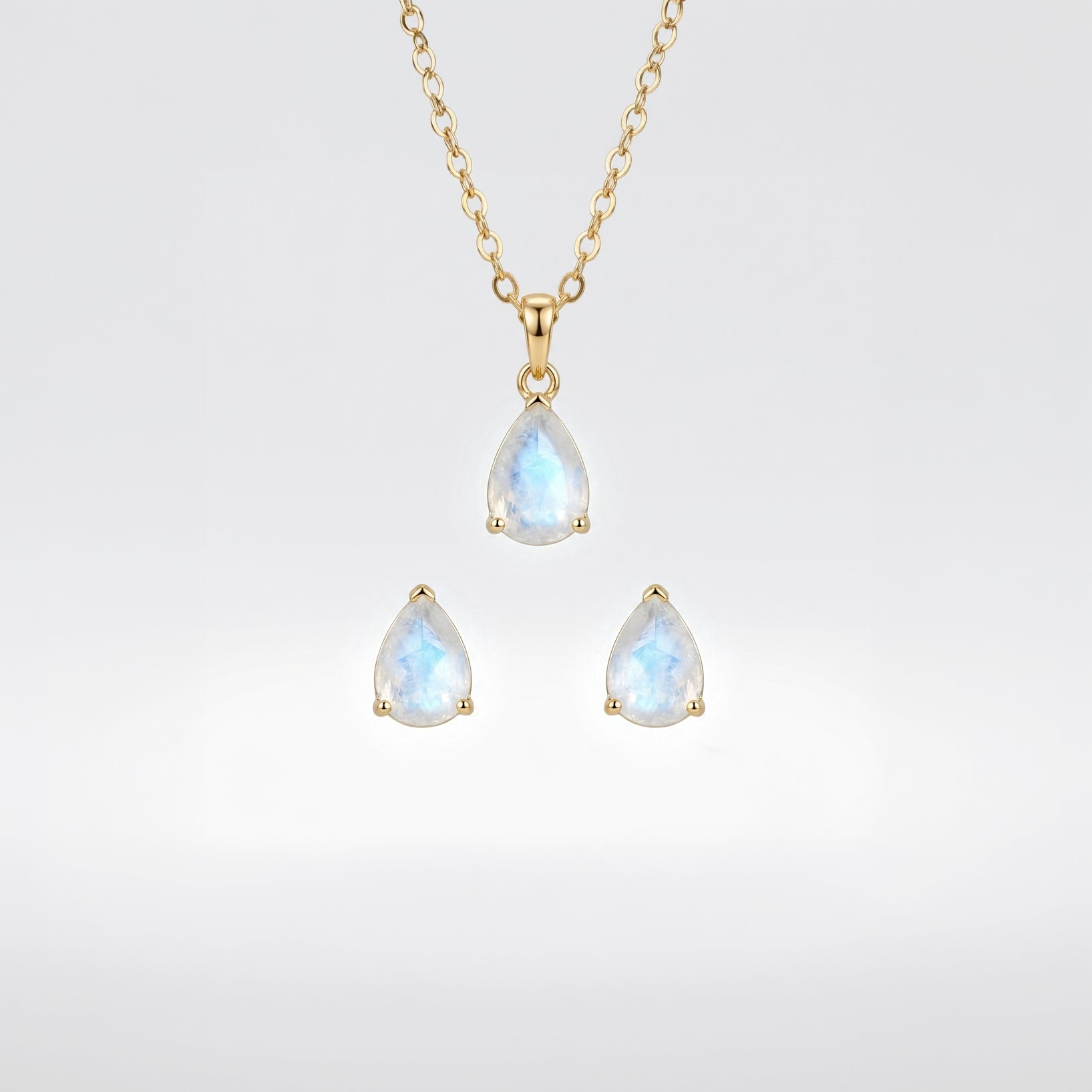 Moonstone Jewelry Moonstone Necklace Earrings 14k Gold, June Birthstone, Birthday Gifts for girls