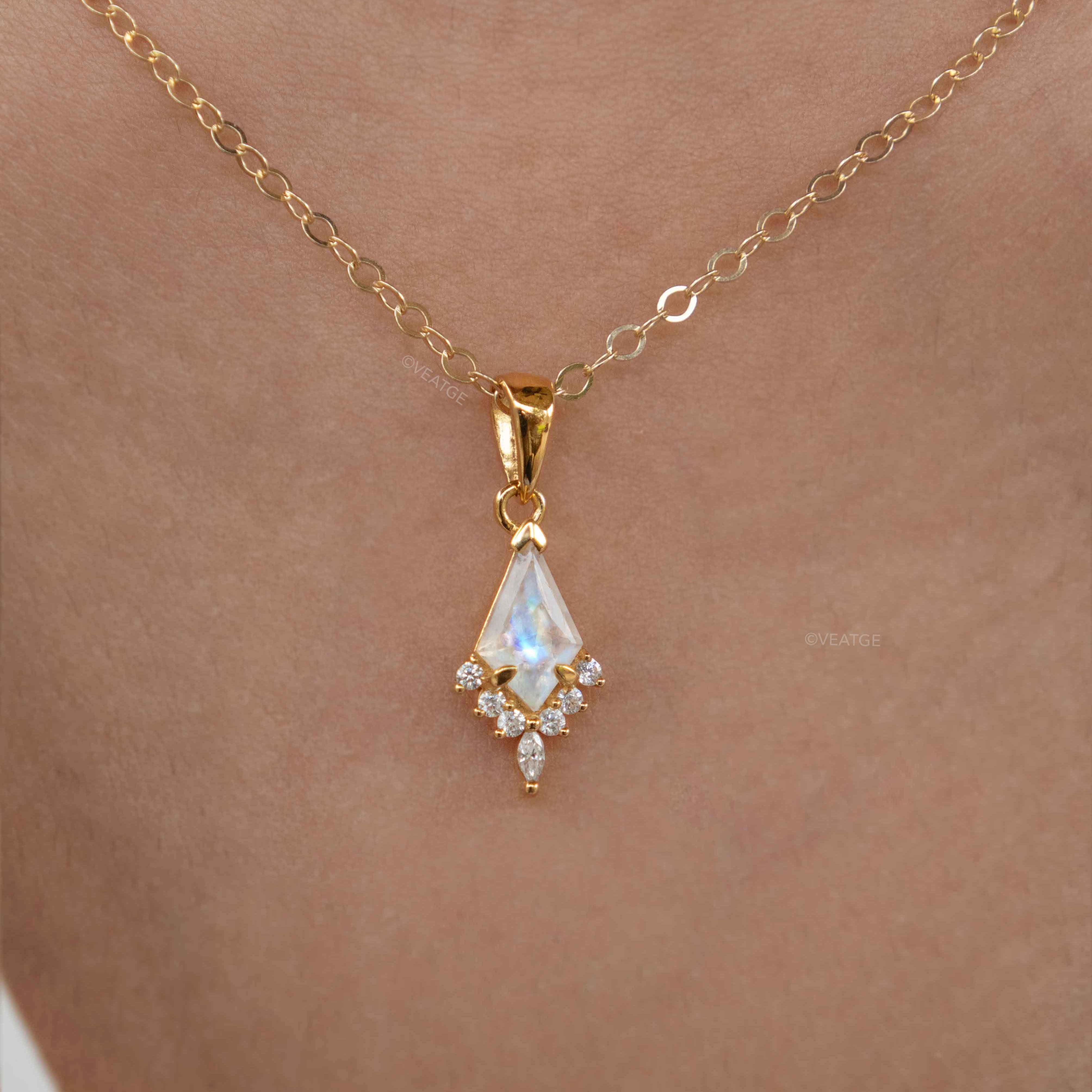 Moonstone Kite Necklace gold silver rose gold veatge