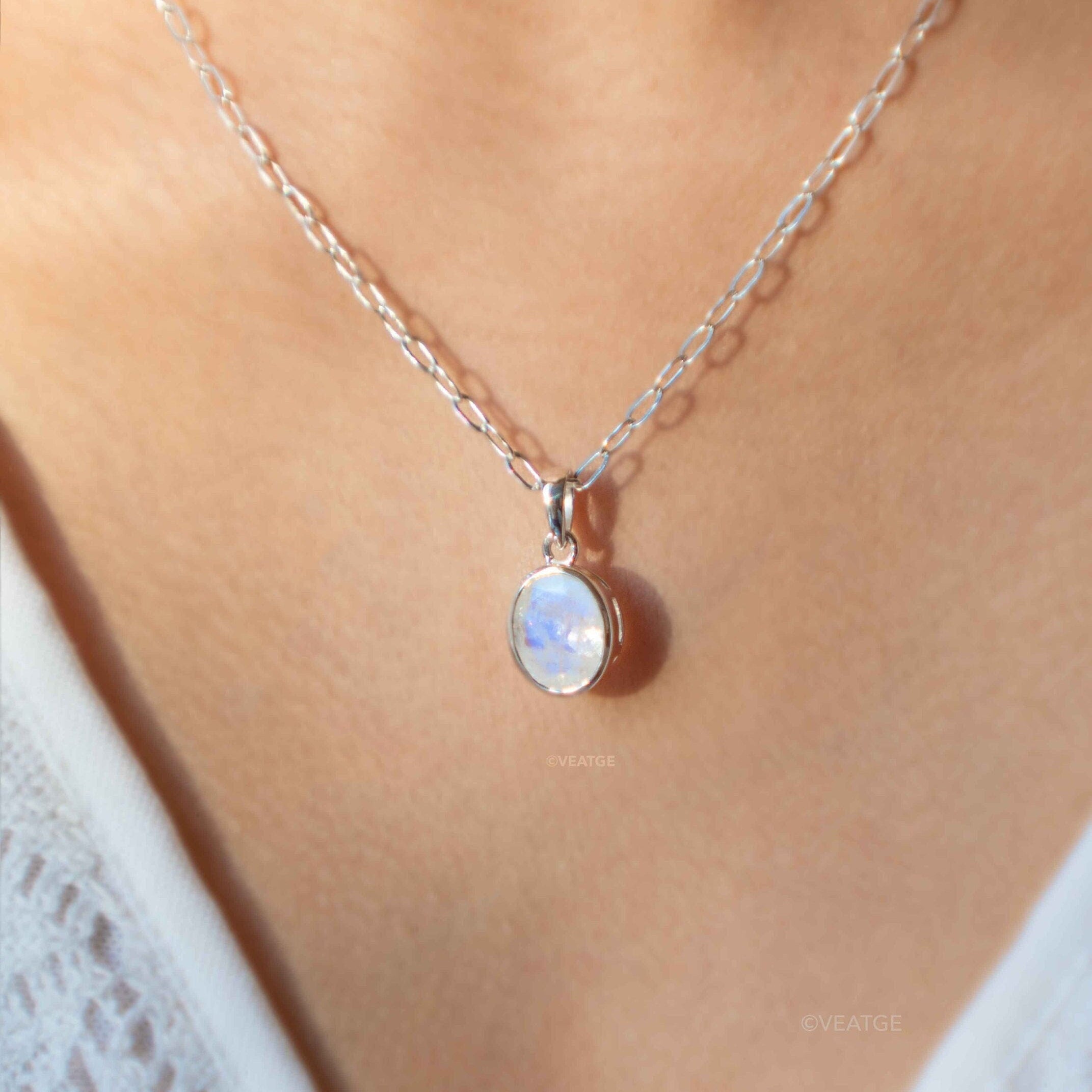 Moonstone silver necklace