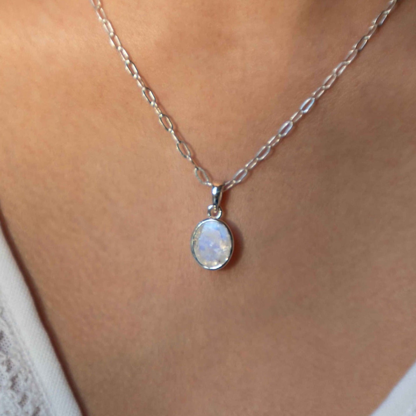 Moonstone silver necklace