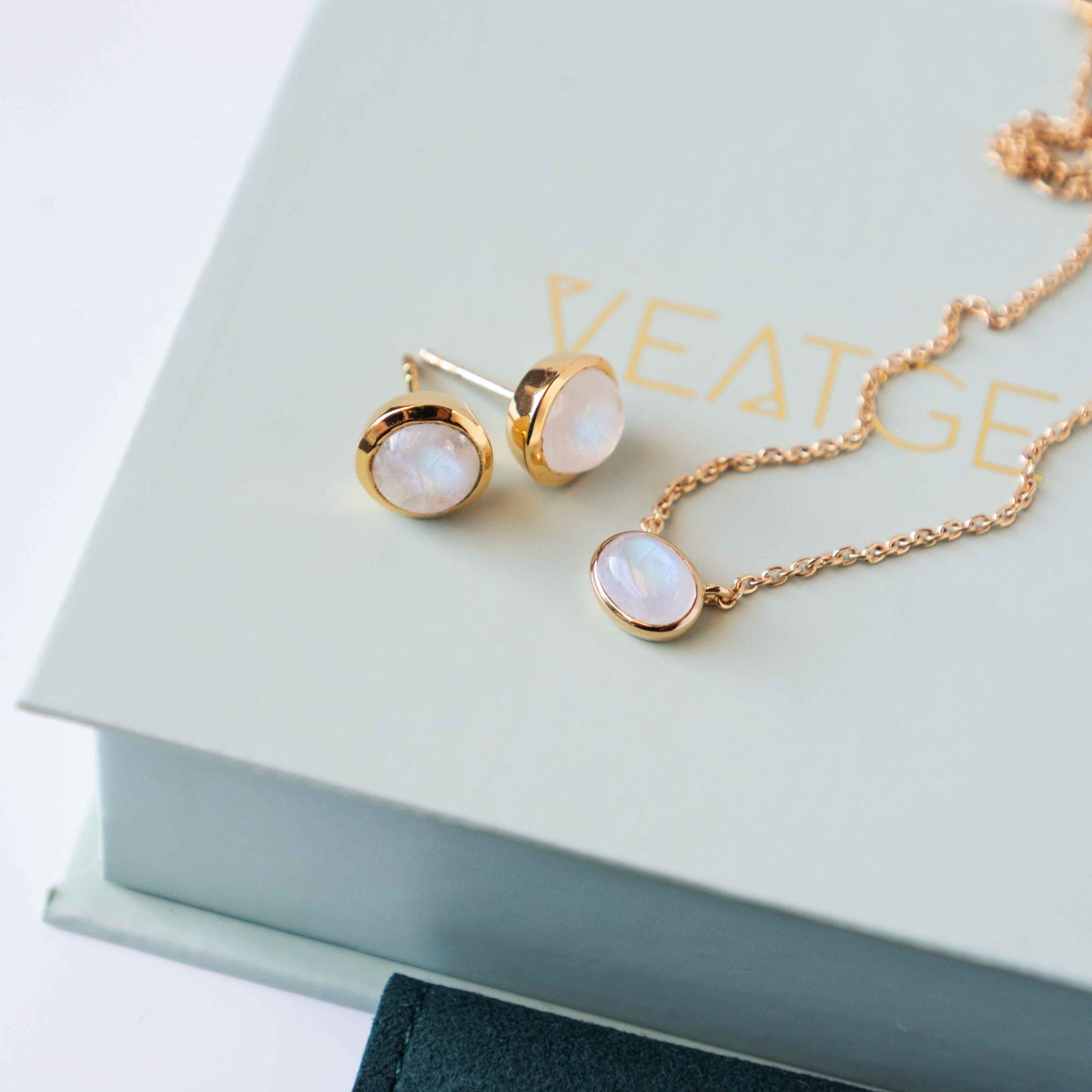 Moonstone Necklace and Earrings Gift Set