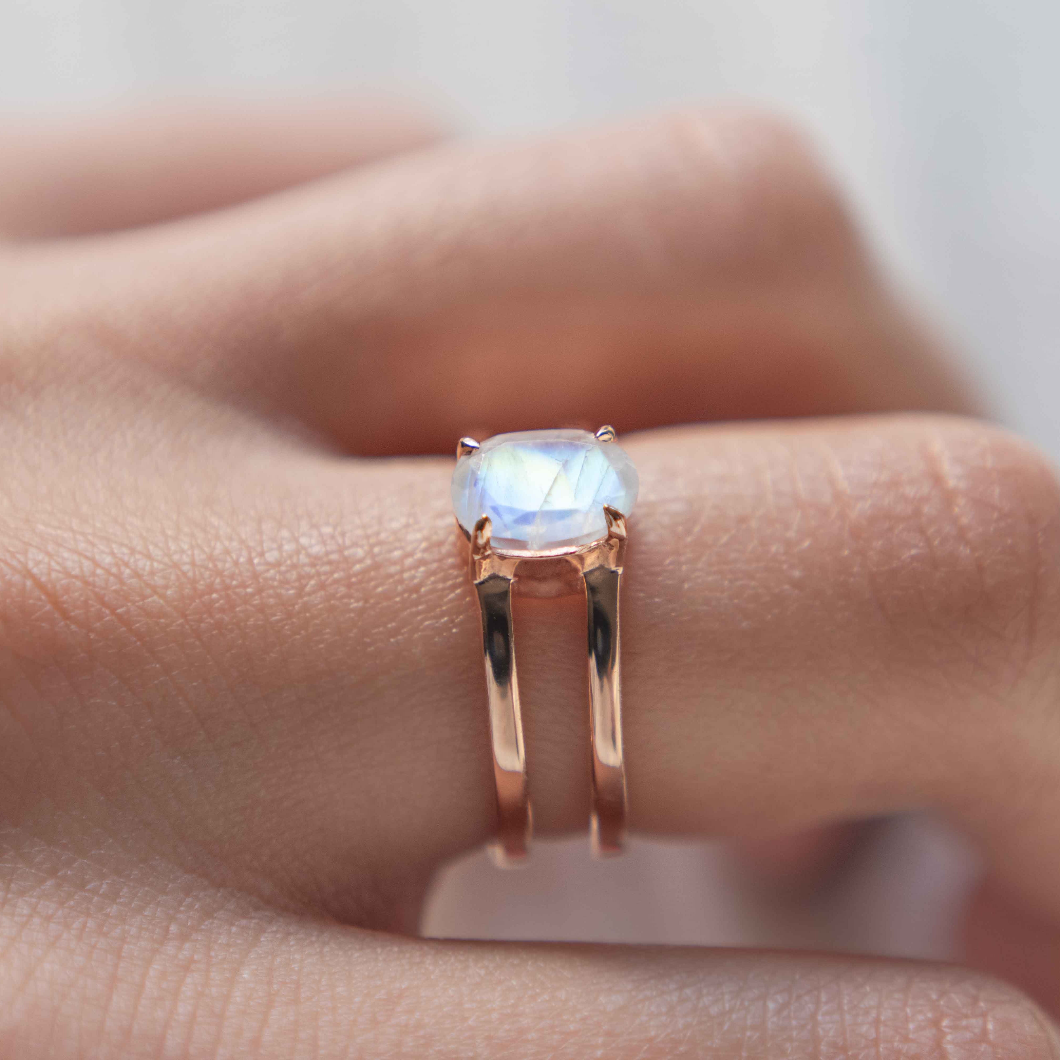 Moonstone Ring Double Band