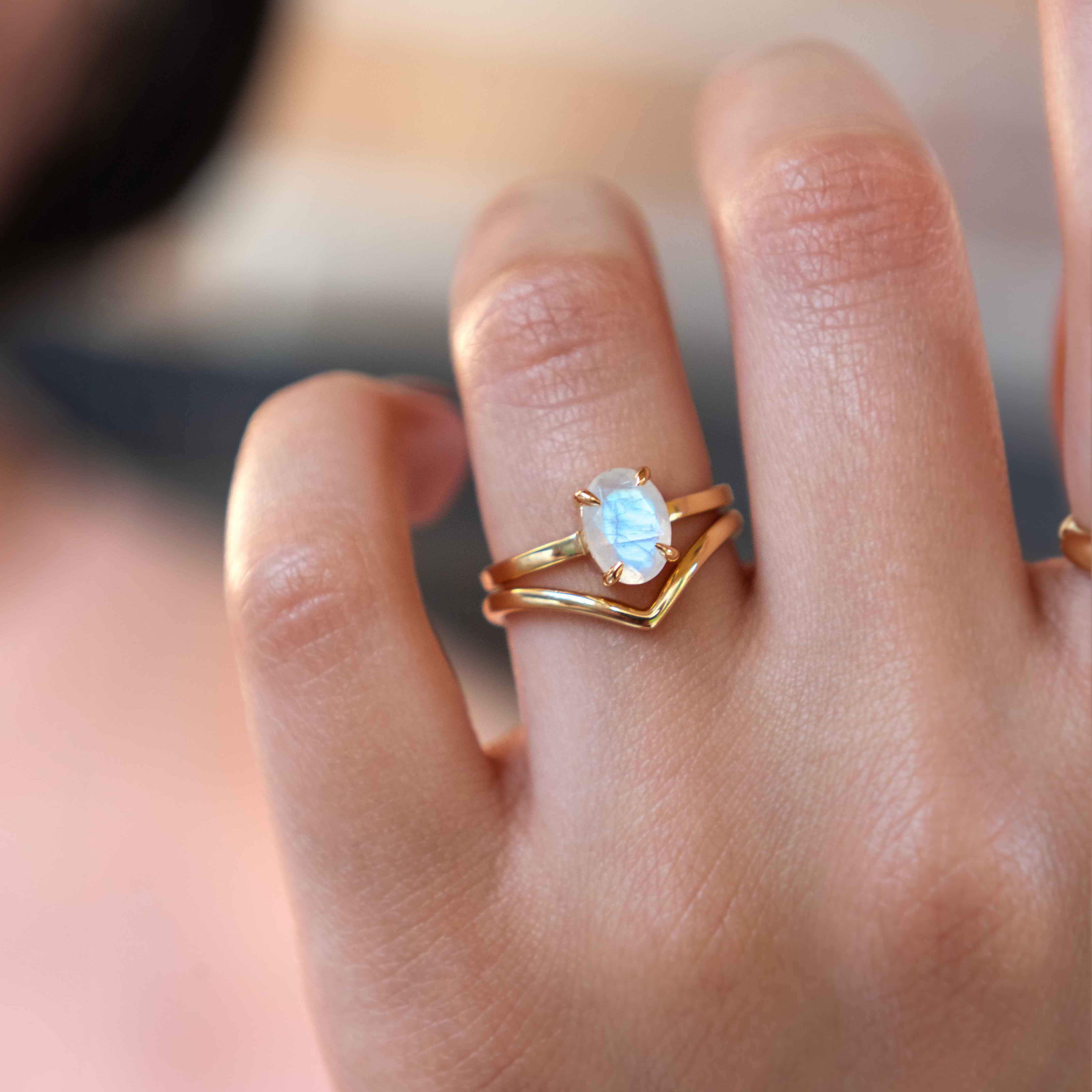 Pre-Stacked Moonstone Ring Set - Medium