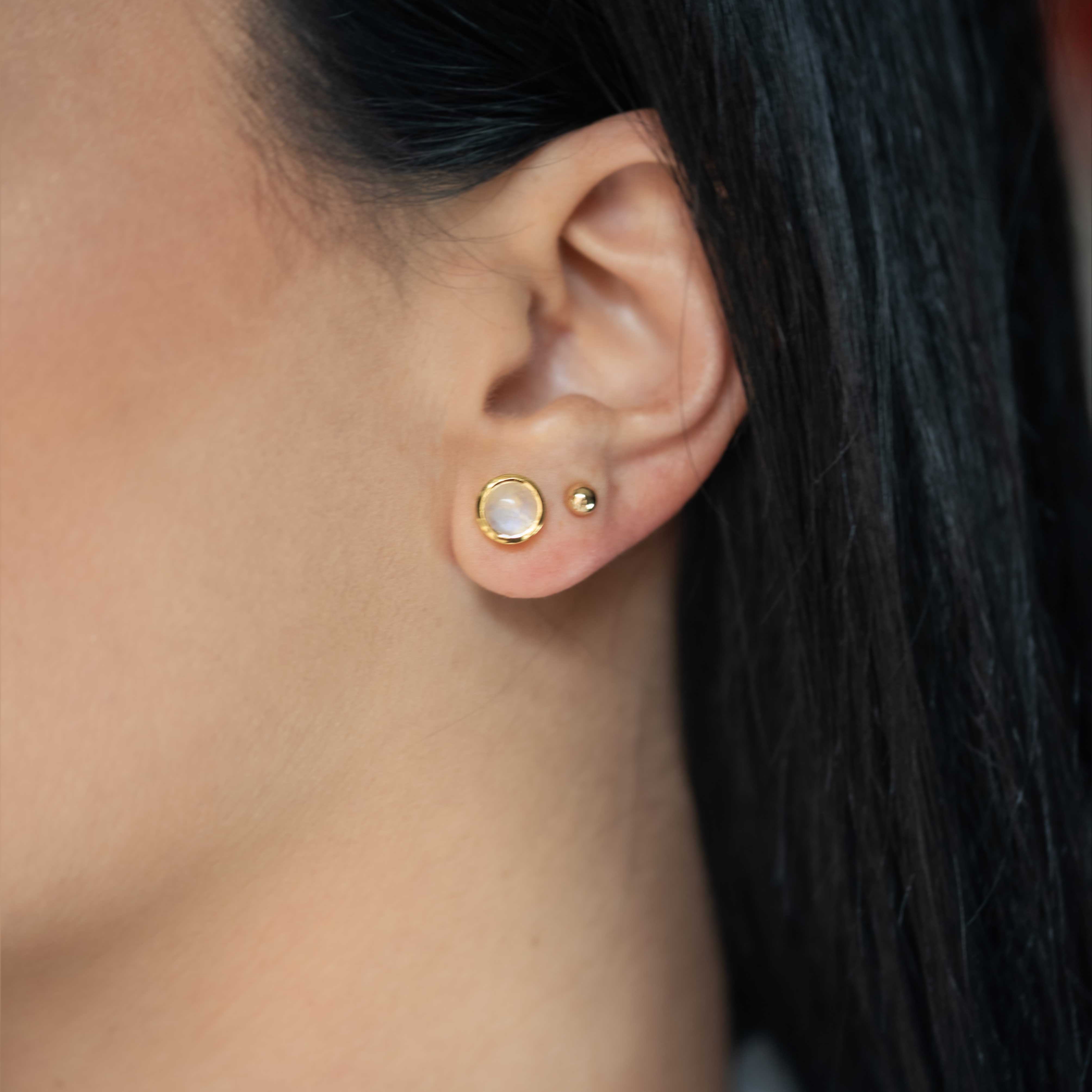 Moonstone Stud Earrings - Gold Vermeil