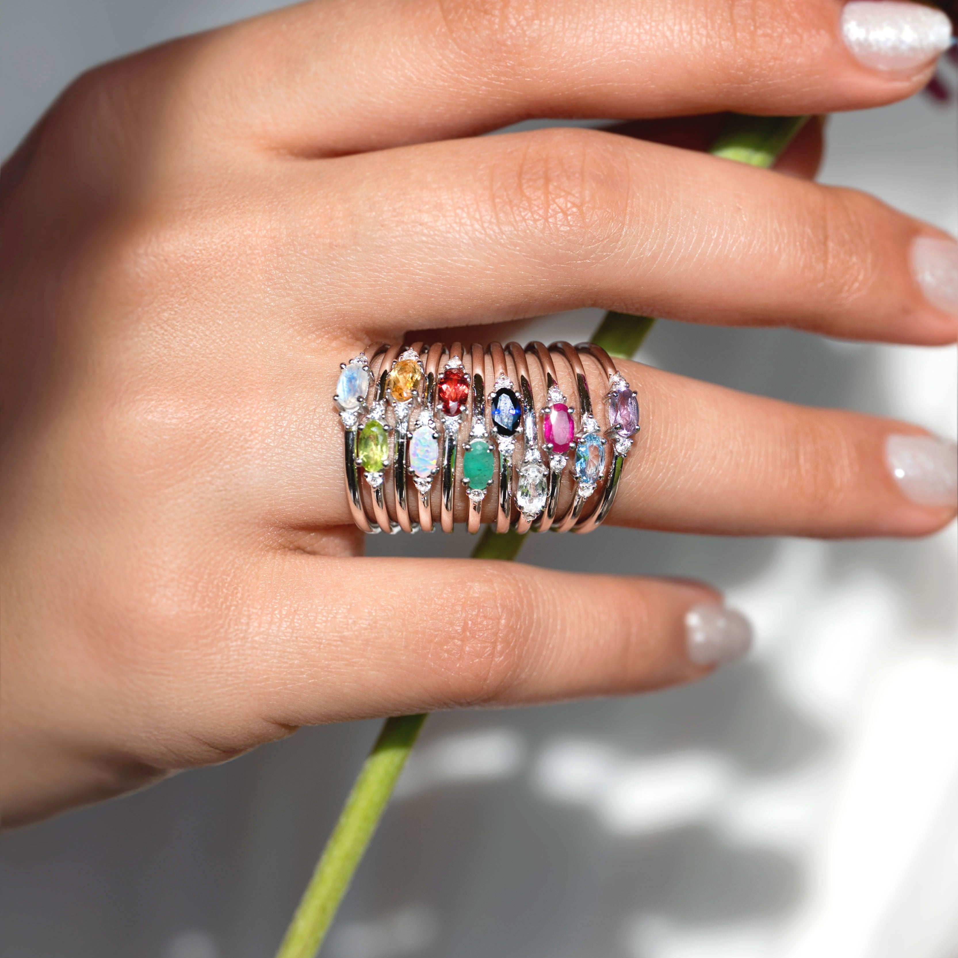 April Birthstone - White Topaz Stacking Ring