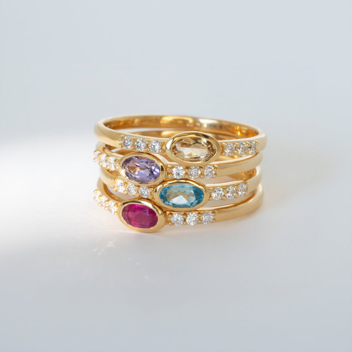 November Birthstone - Citrine Stacking Band Ring - Elise