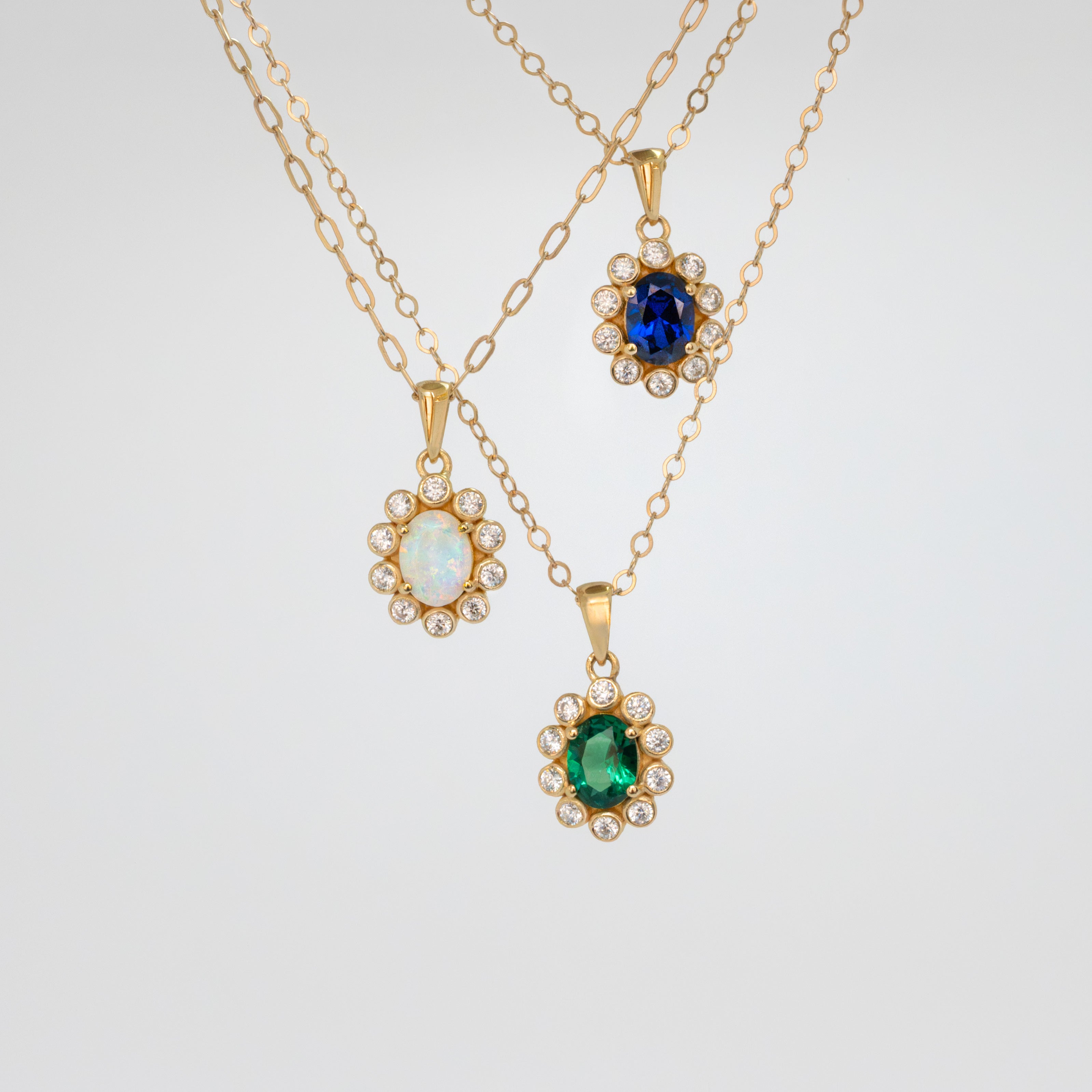 Multi Gemstone Gold Necklace Flower theme