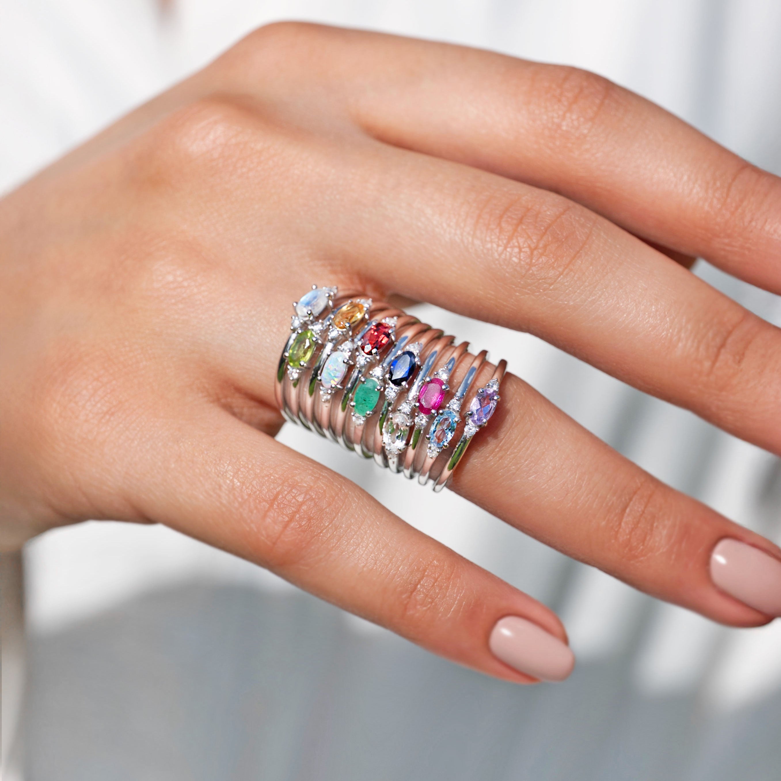 March Birthstone - Aquamarine Stacking Ring