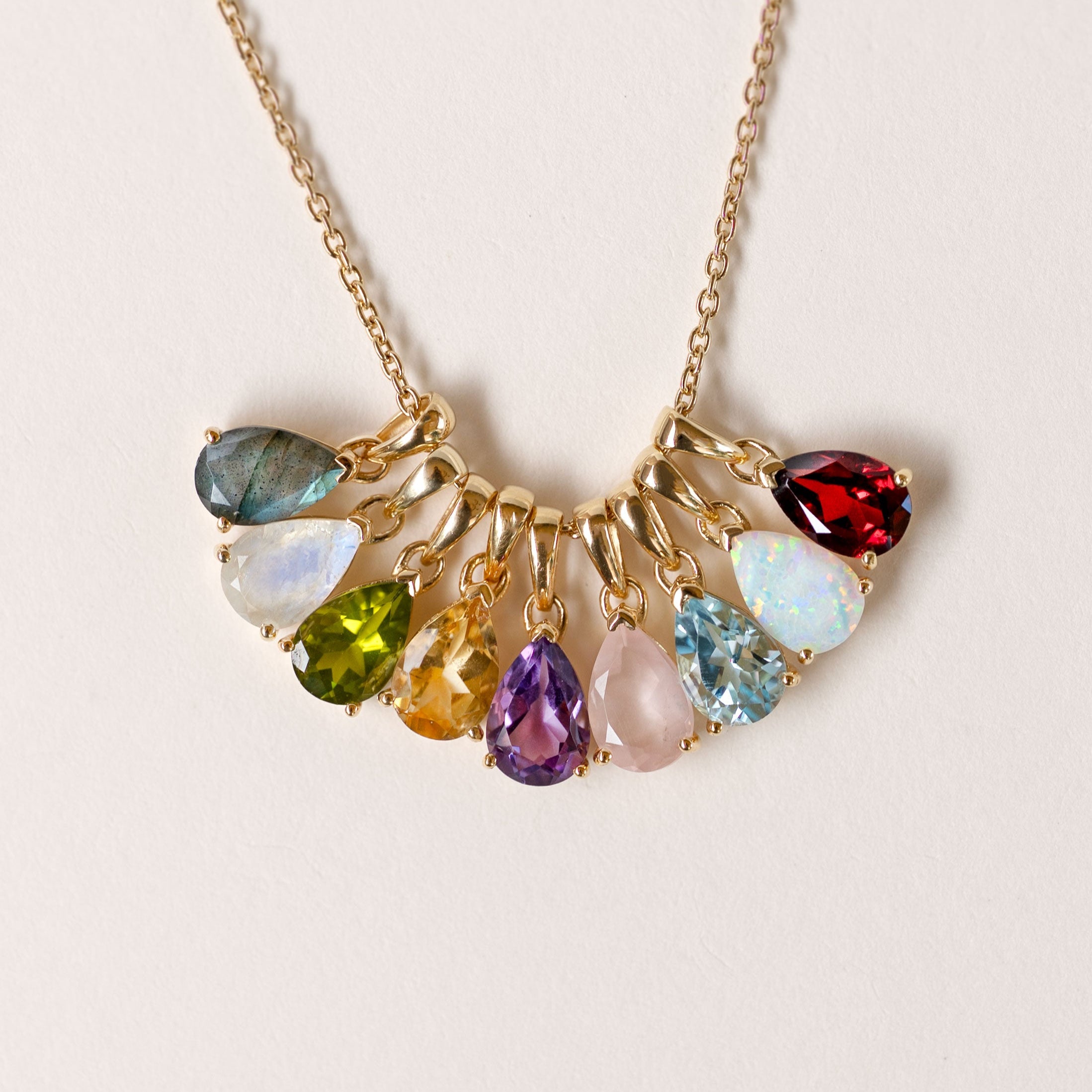 Pear Teardrop Natural Birthstone Necklace in 14k Gold Filled, Birthday Gifts for Girls