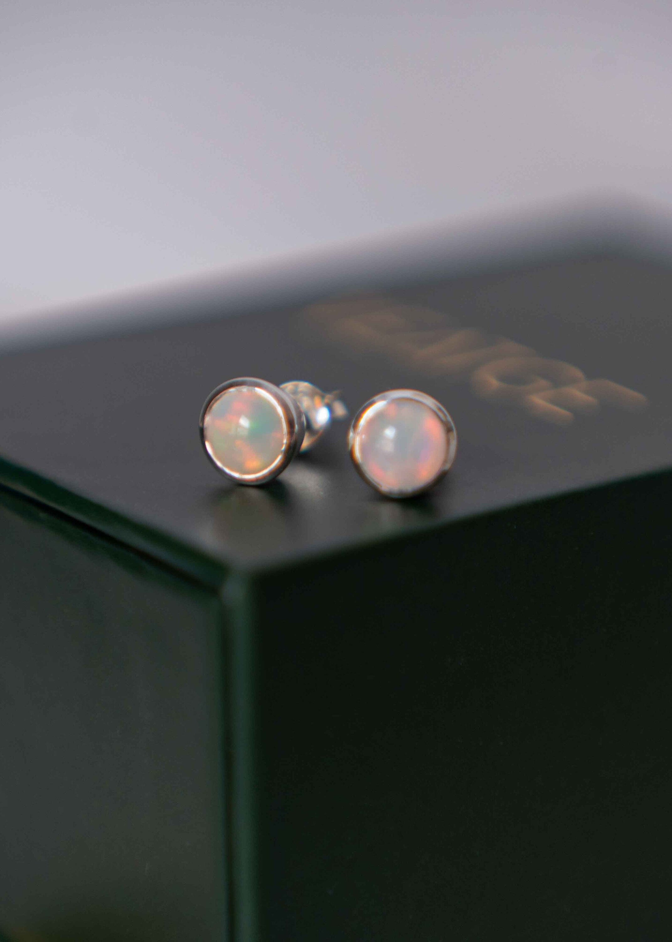 Genuine Real Opal Studs in Sterling Silver 925 October Birthstone Birthday Gifts for Women 