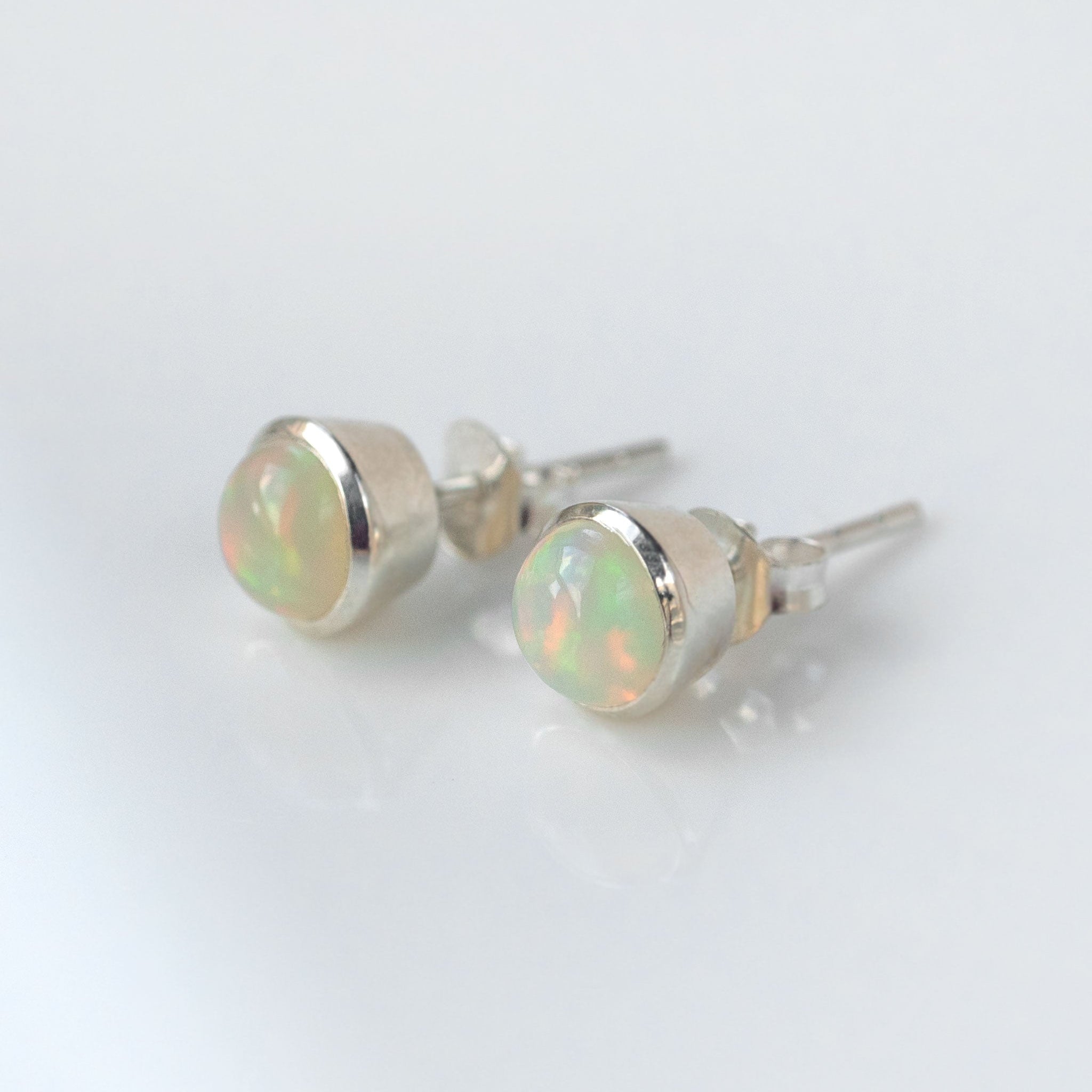 Genuine Real Opal Studs in Sterling Silver 925 October Birthstone Birthday Gifts for Women