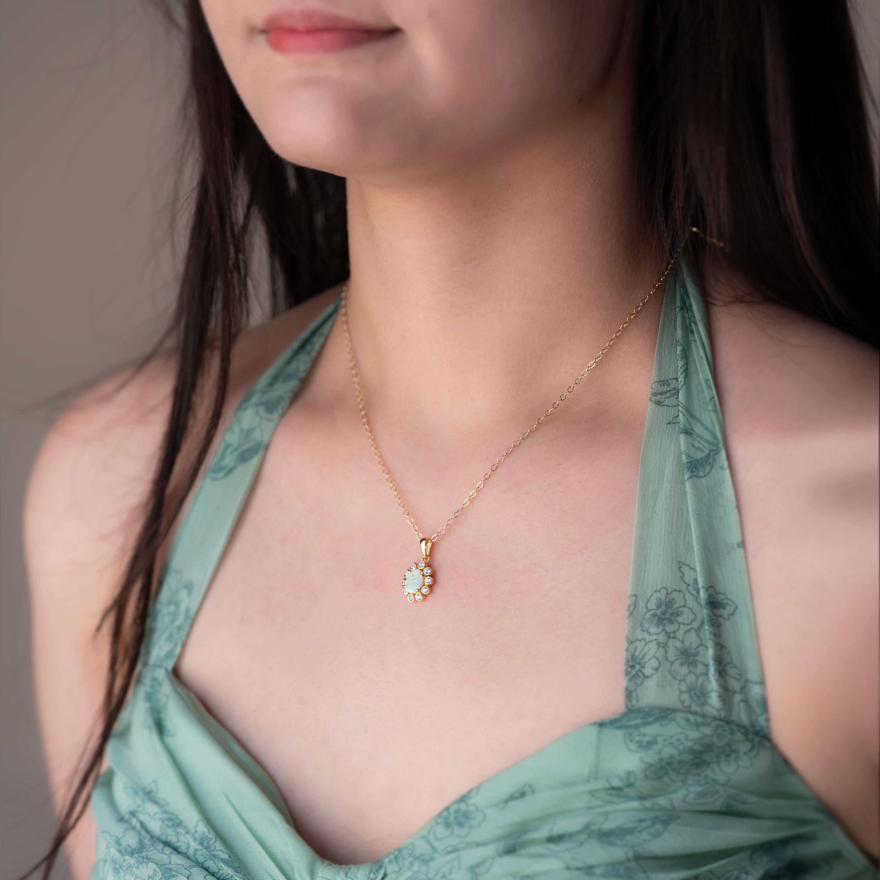 Opal-Blossom Flower Necklace