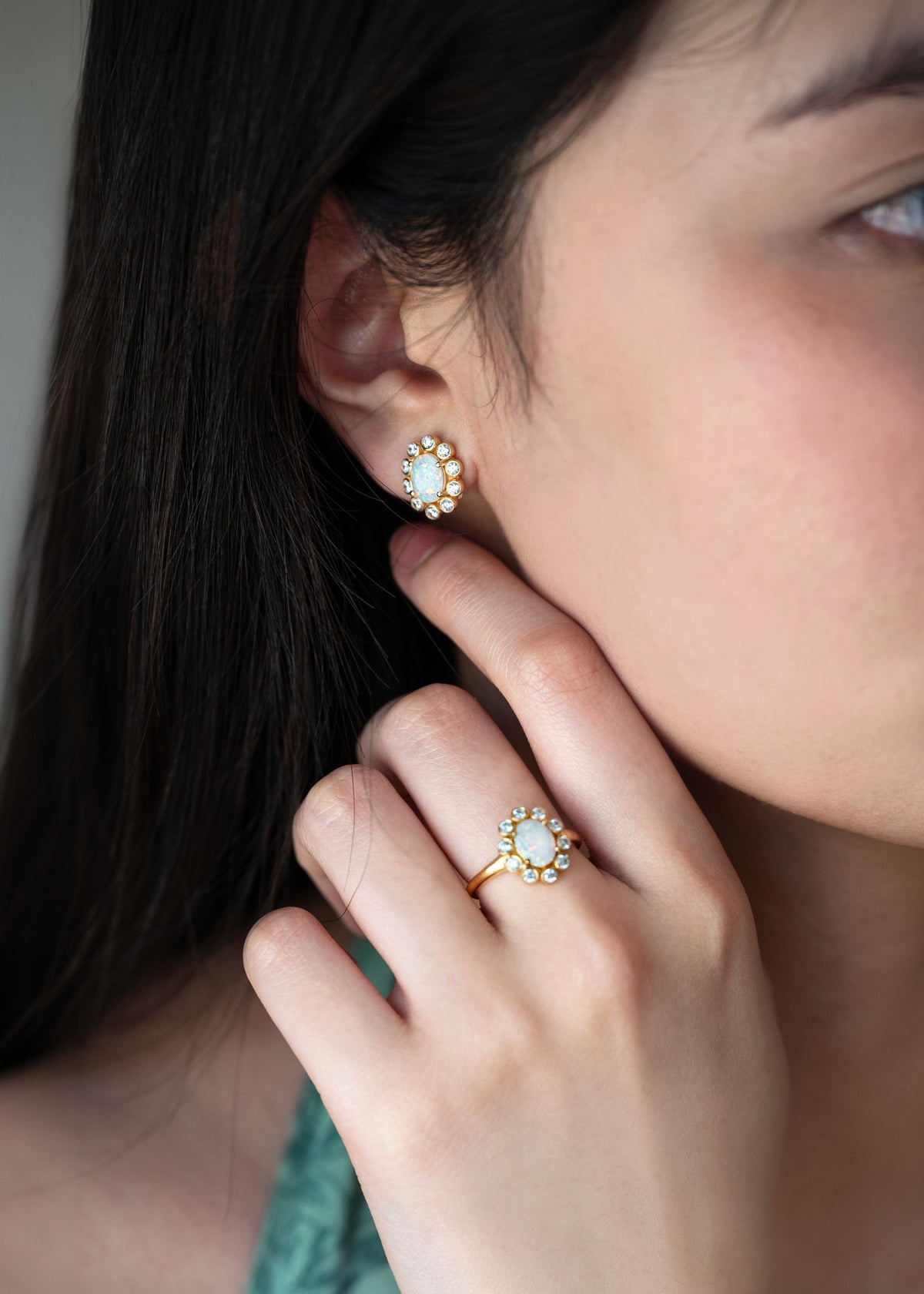 Opal Gold Ring, October Birthstone Jewelry Birthday Gifts, Statement Rings for Her, Engagement Ring