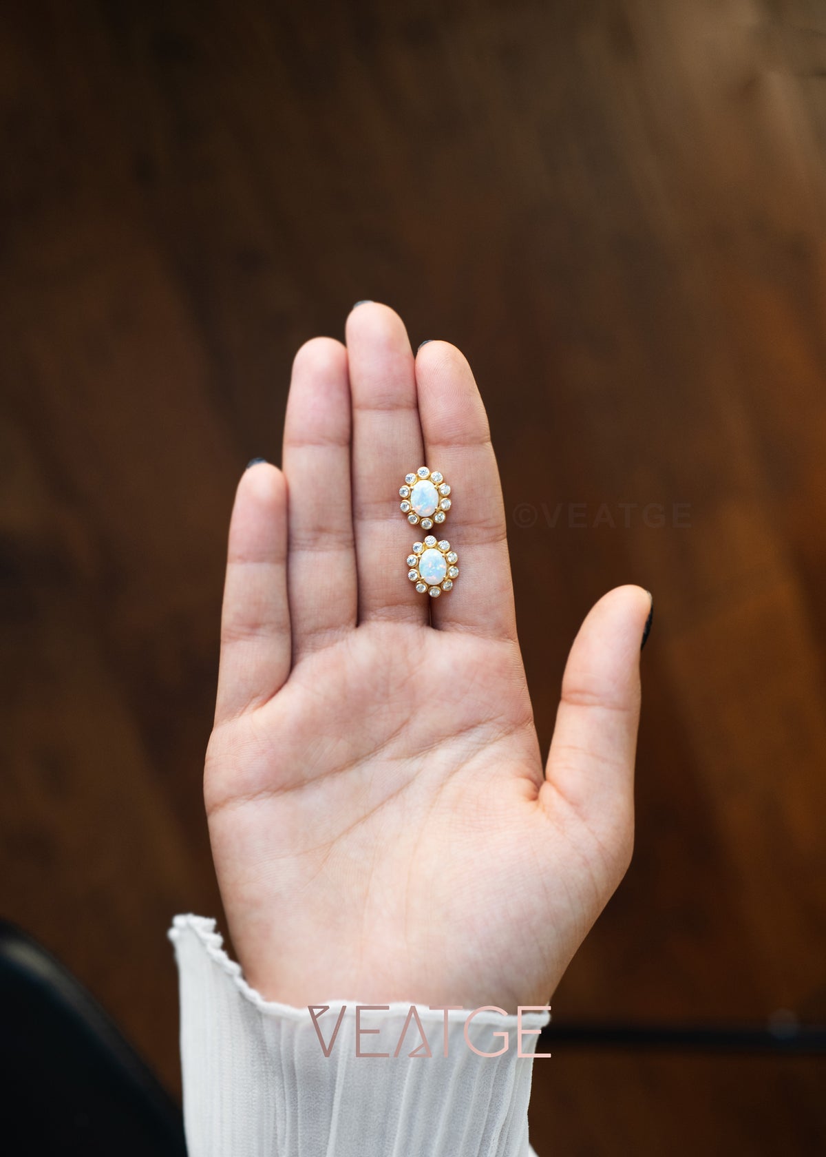 Opal Statement Stud Earrings - Blossom