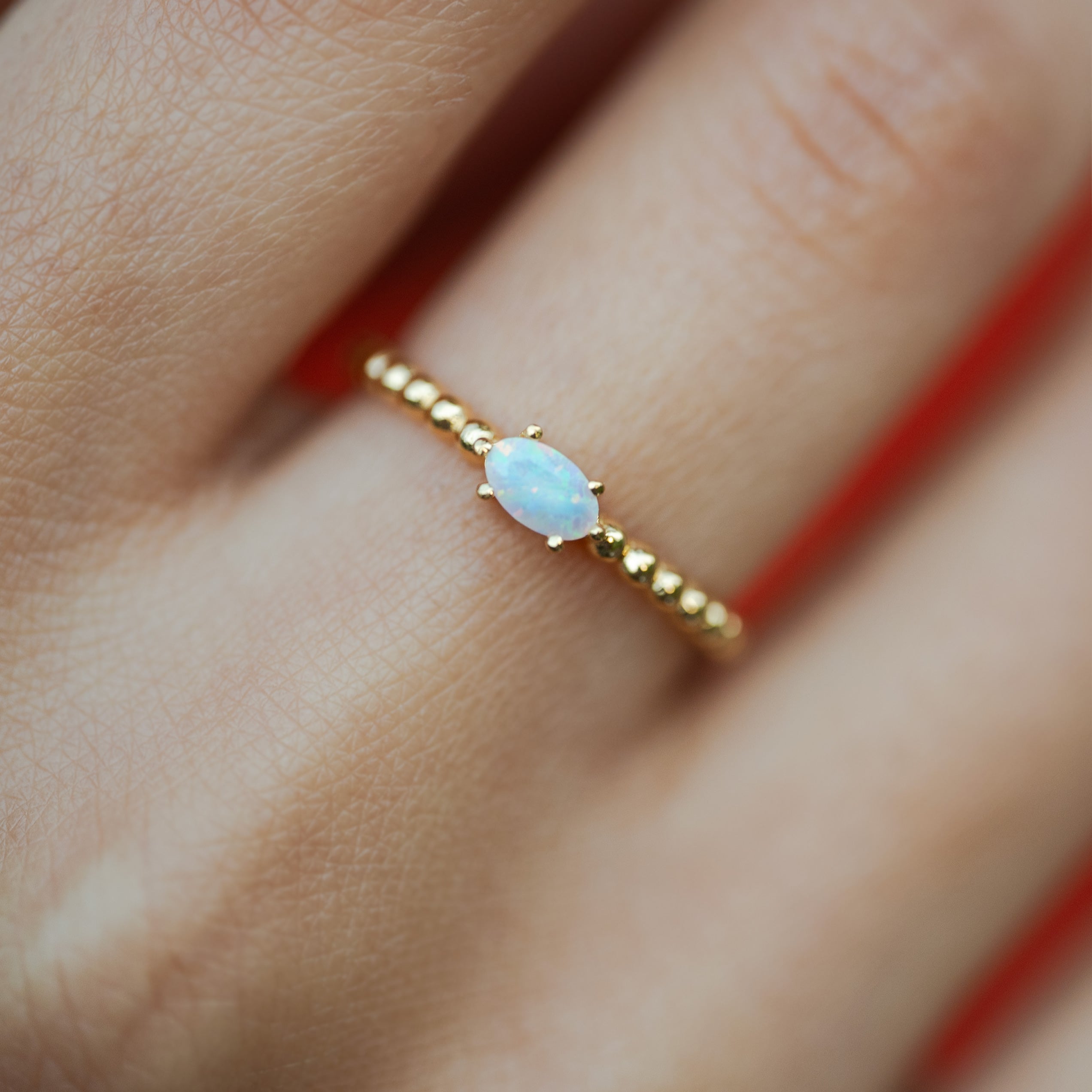 Dainty Opal Ring Gold
