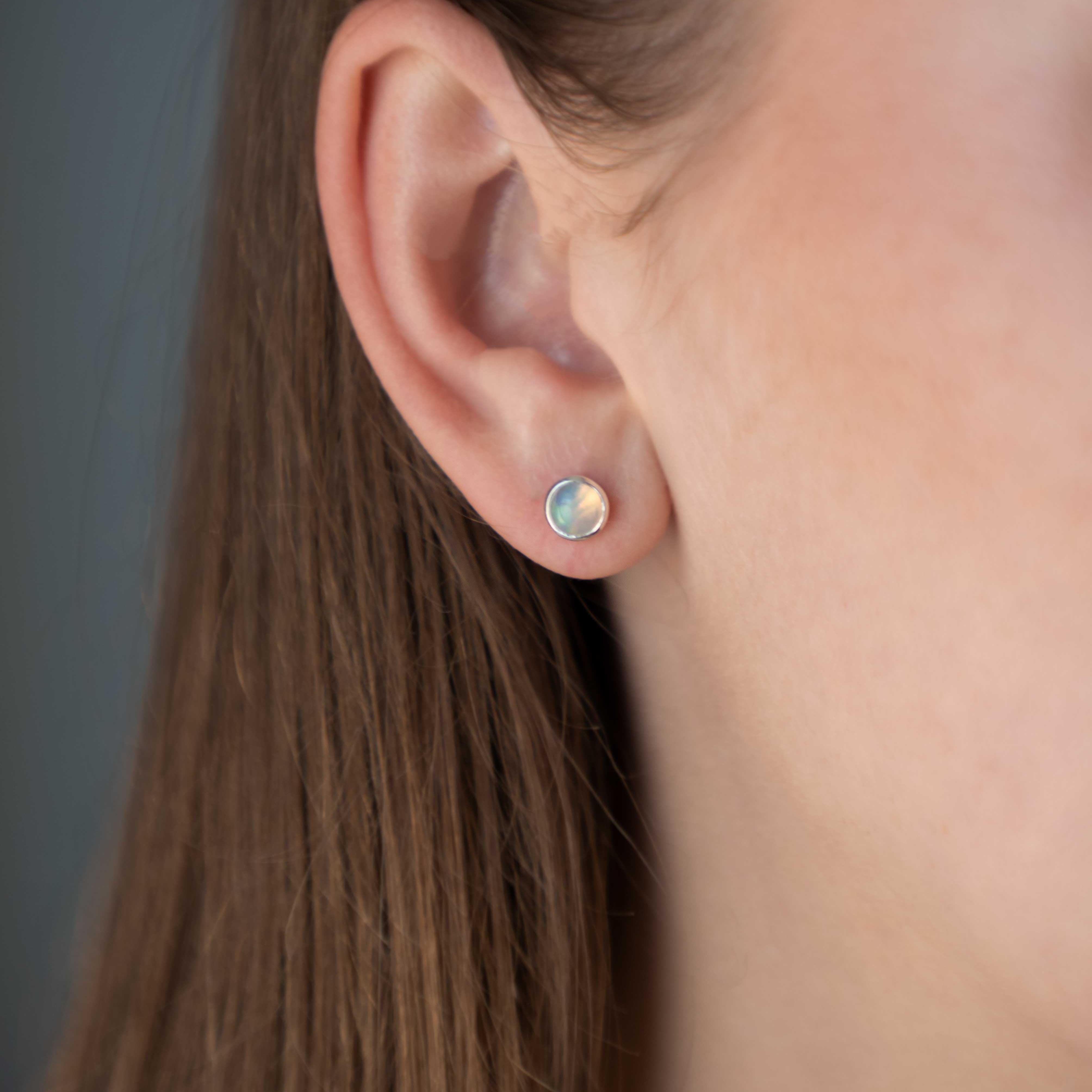 Genuine Real Opal Studs in Sterling Silver 925 October Birthstone Birthday Gifts for Women