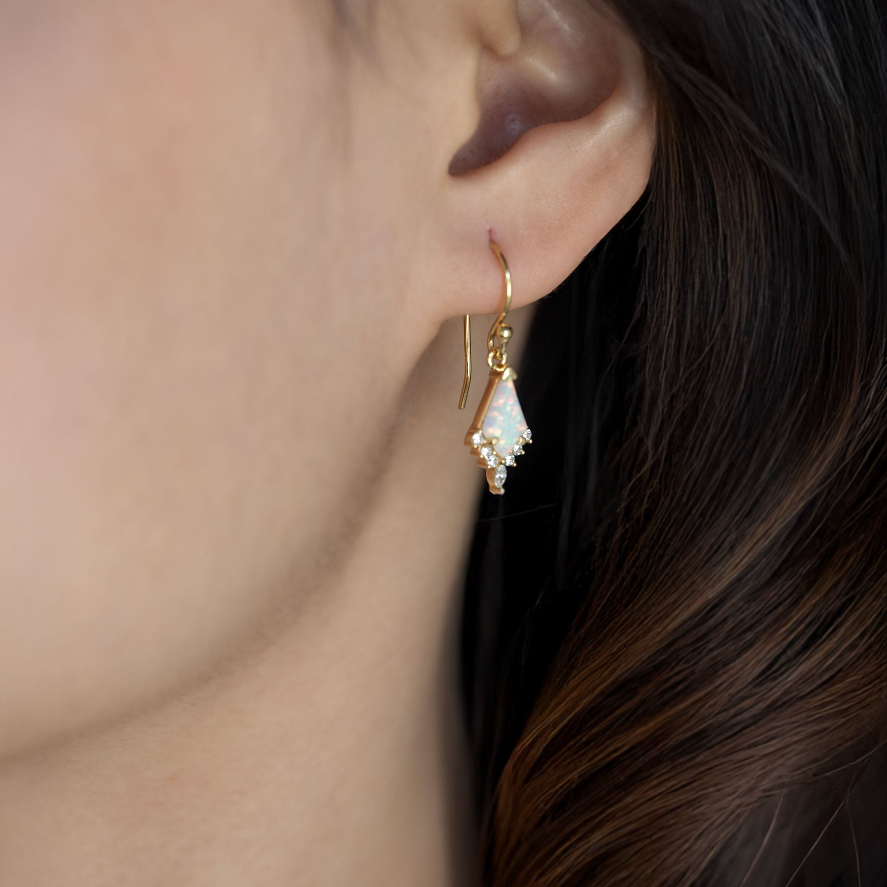 Opal Dangle Earrings Gold Bridal Jewelry