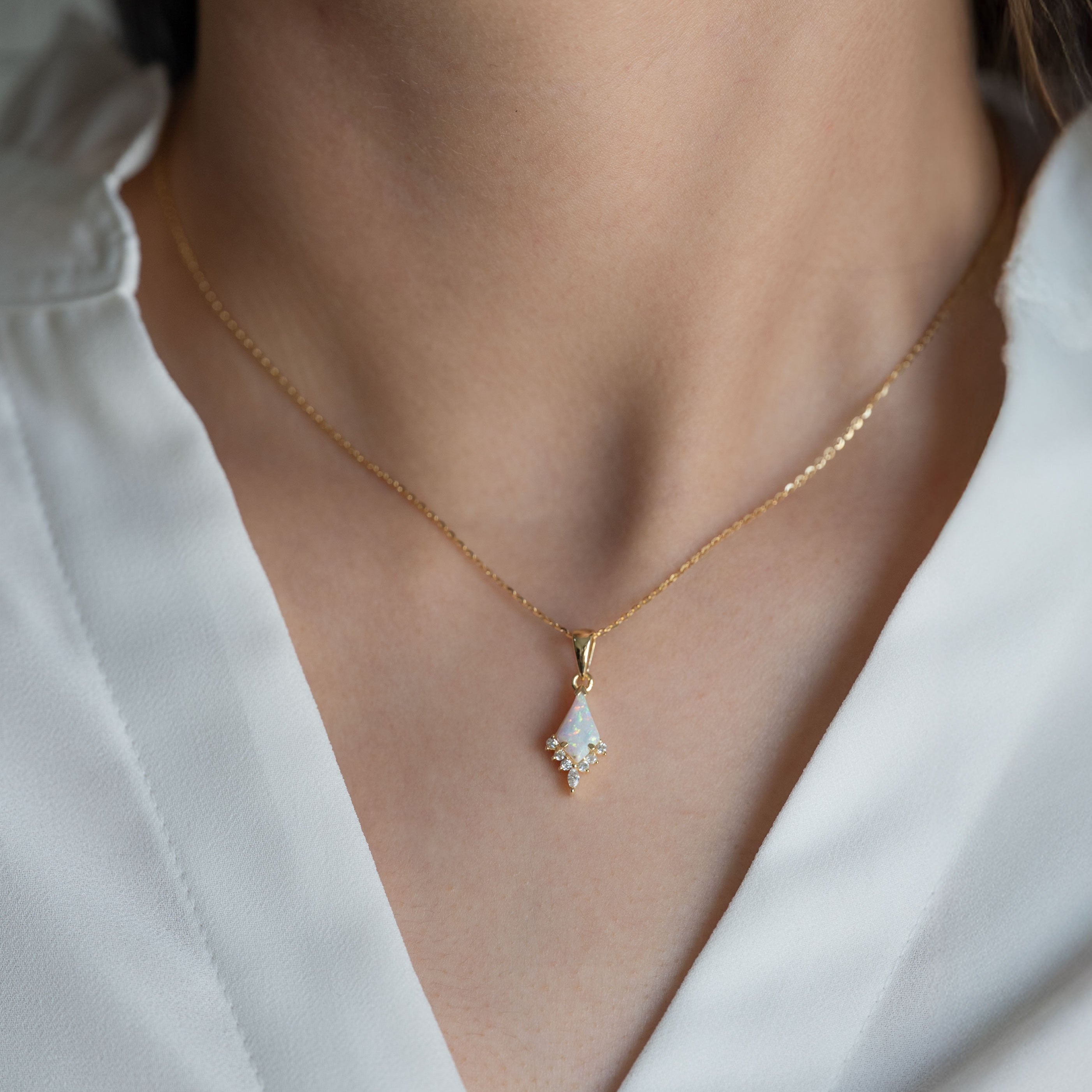 Opal Necklace Gold October Birthstone Gifts